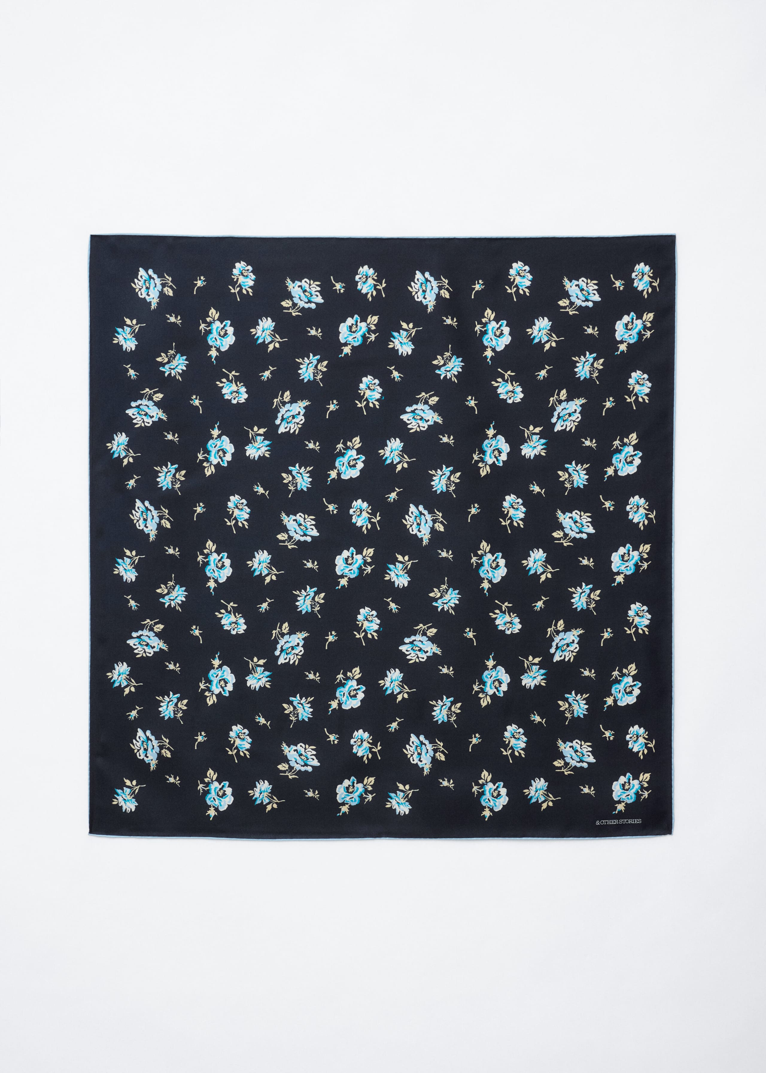 Floral Silk Scarf - Black/Blue Floral - Still Life