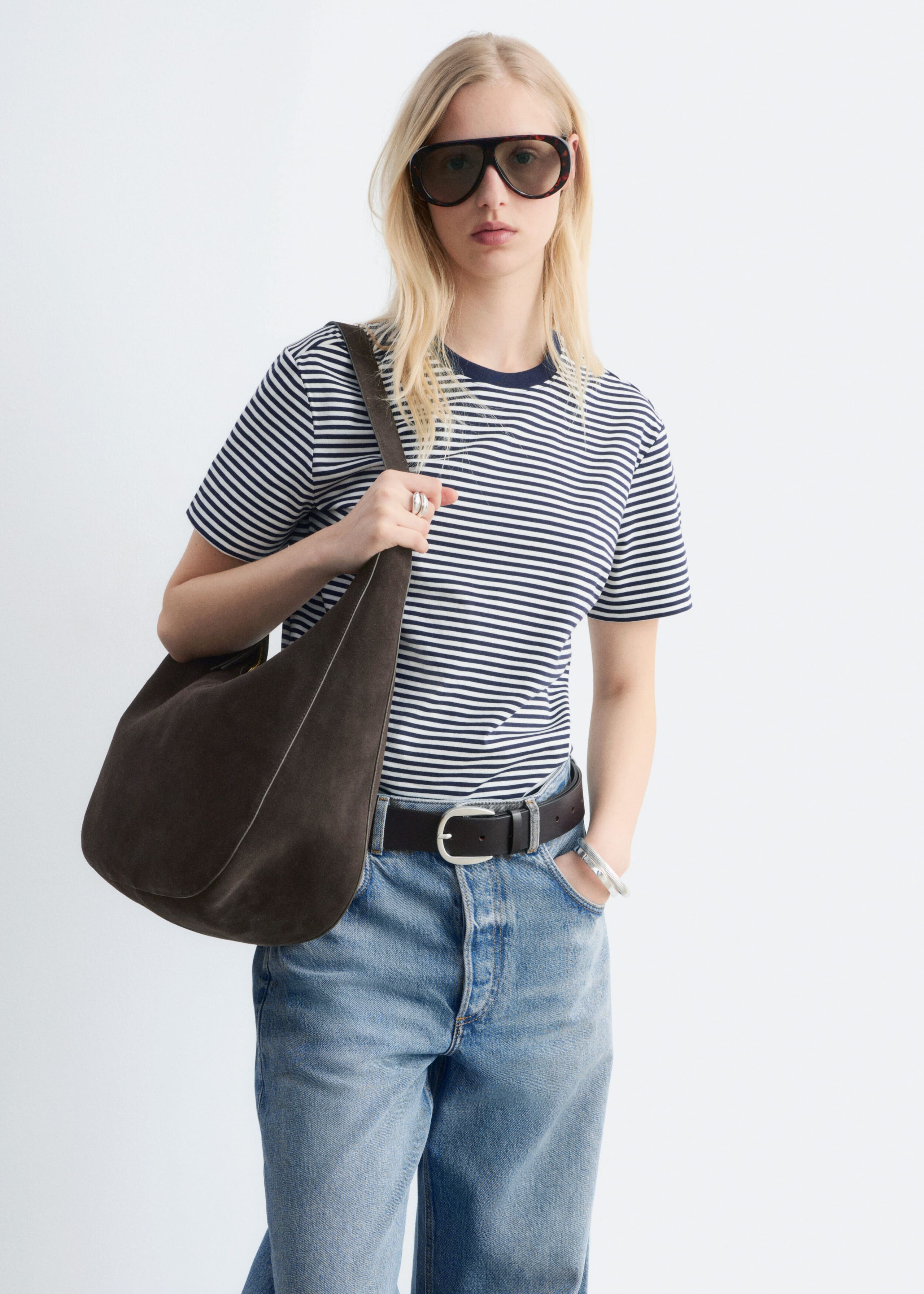 Image of Bawełniany T-shirt z okrągłym dekoltem