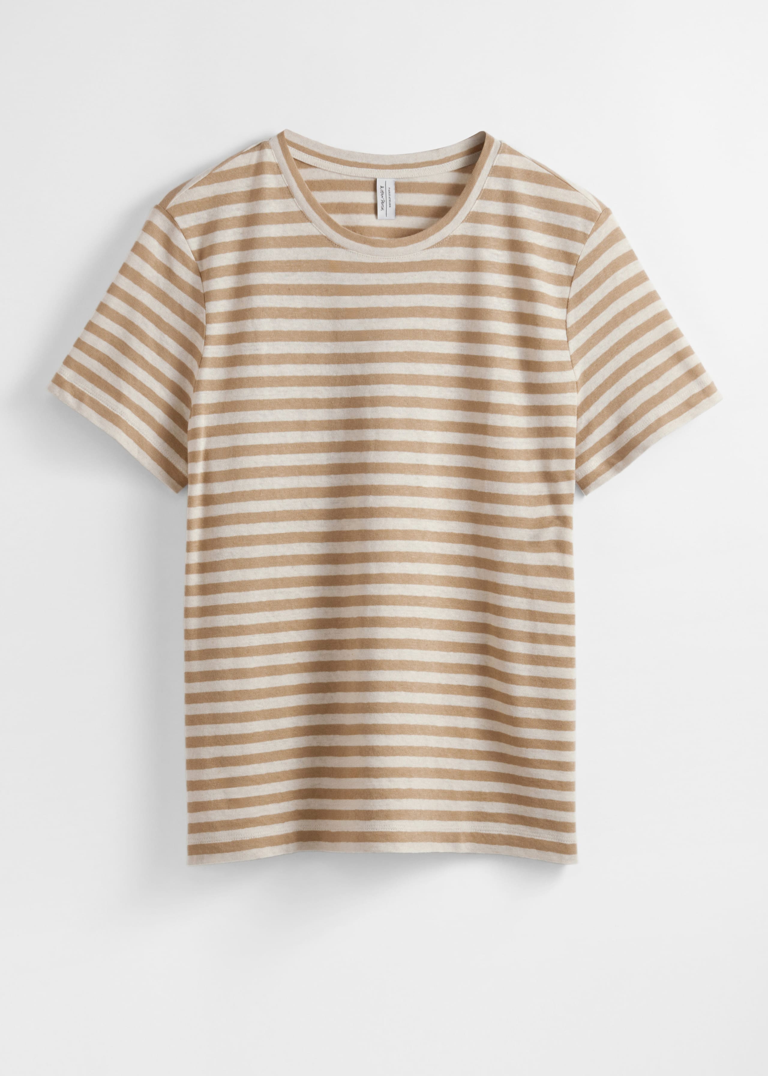Linen-Blend T-Shirt - Beige/Cream Stripes - Still Life
