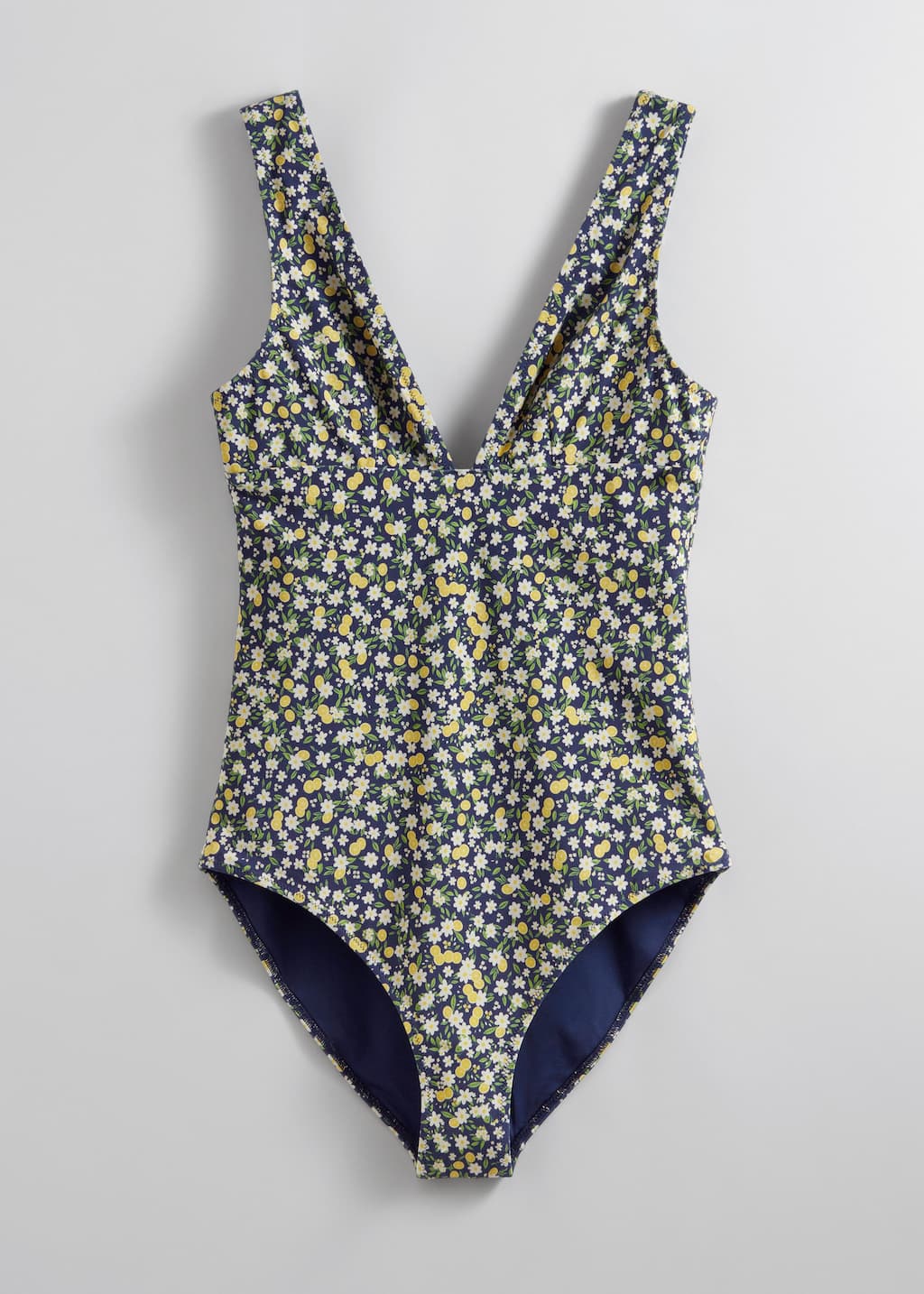 Printed V-Cut Swimsuit - Floral Print - Still Life