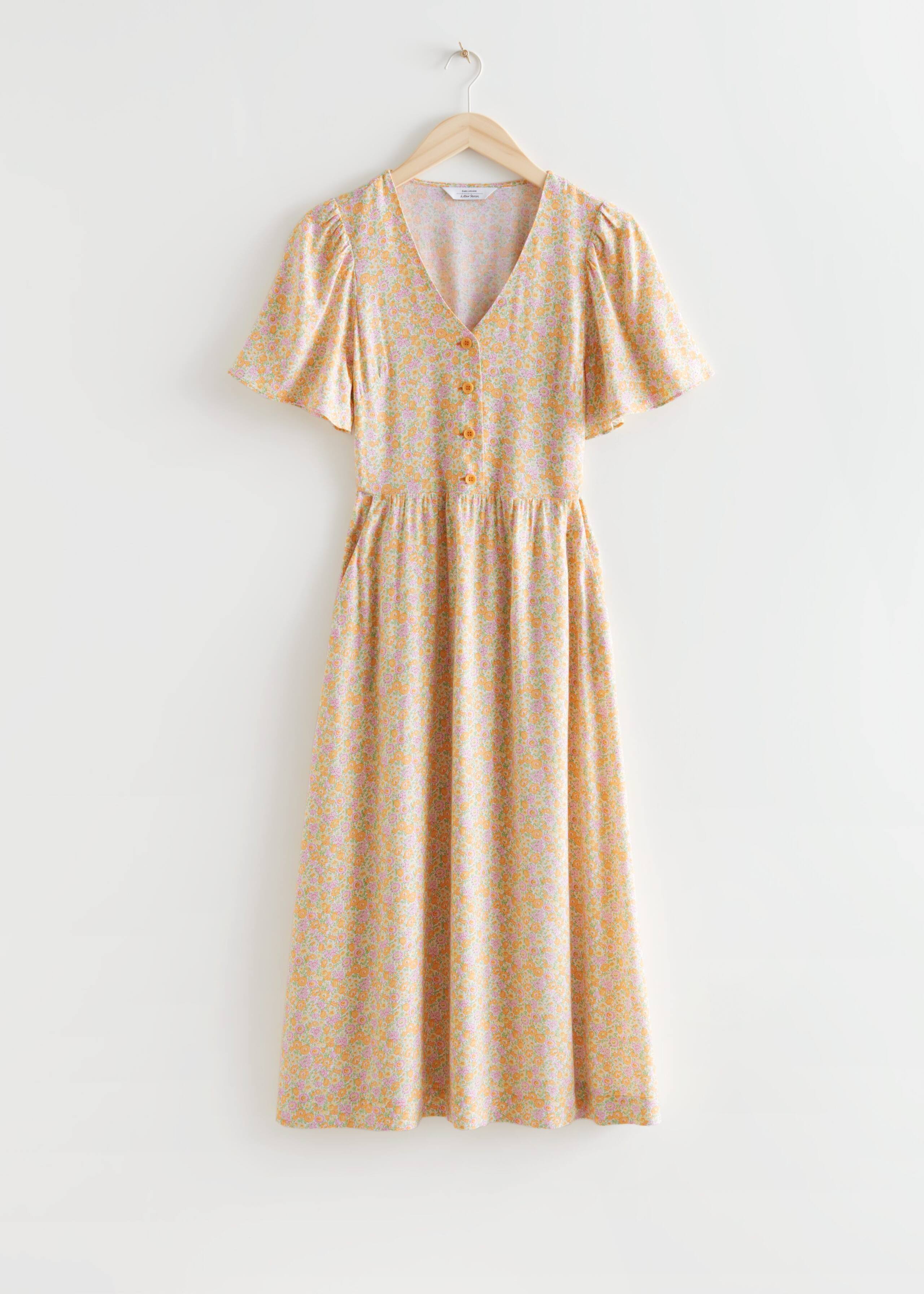 Abito midi con maniche svolazzanti - Light Purple Floral Print - Natura morta