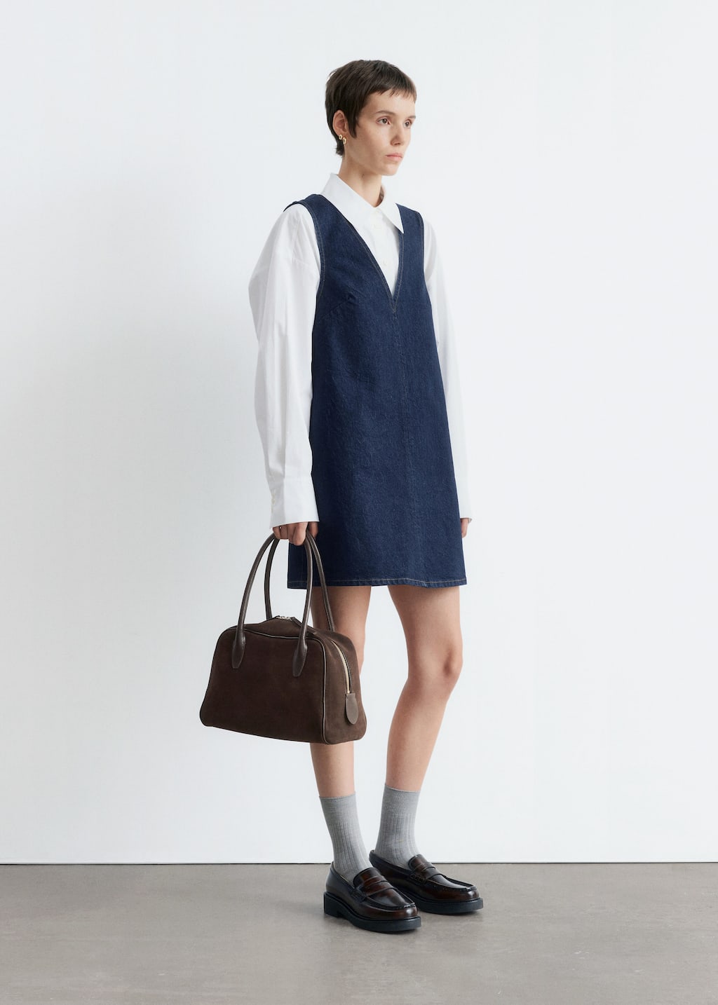 Image of V-Neck Denim Mini Dress