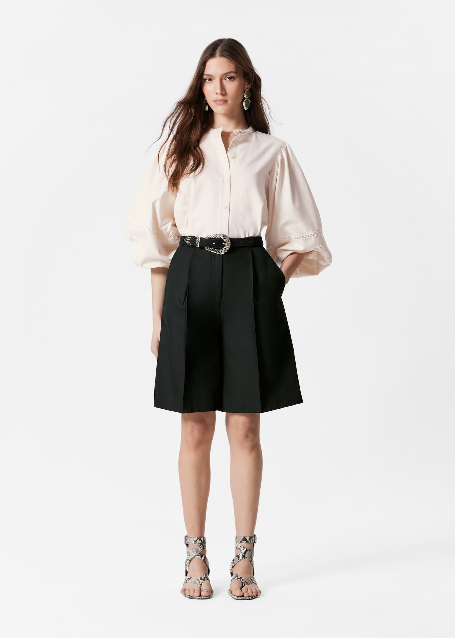 Bermudas entalladas - Negro/Amarillo pastel