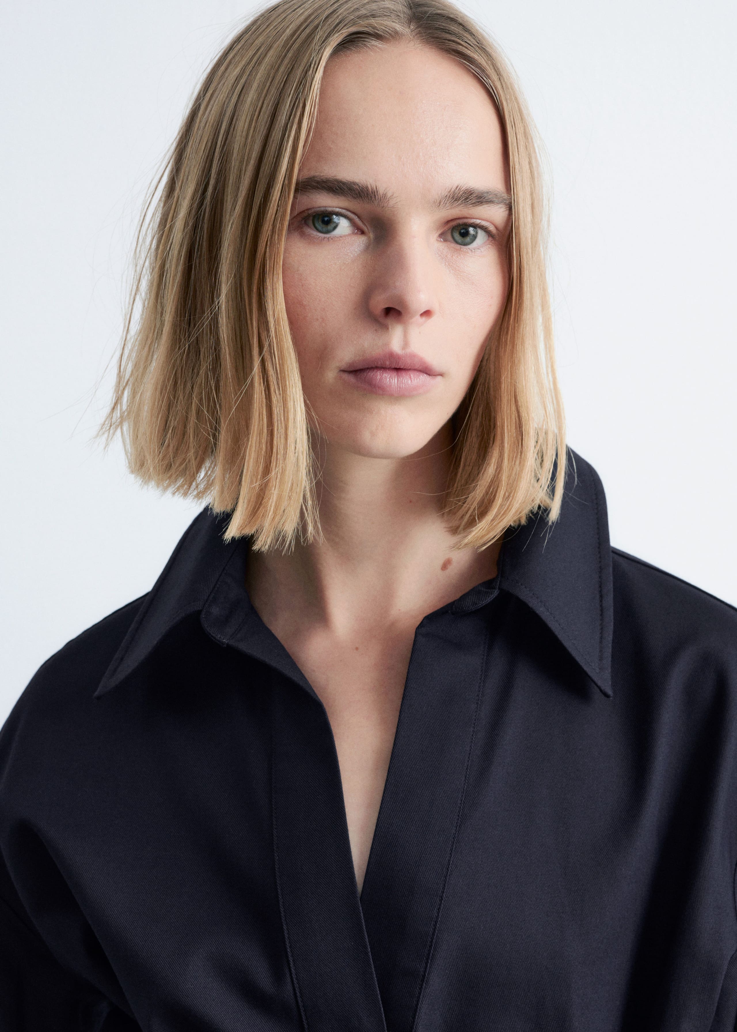 Belted Midi dress - Navy Blue - Lookbook