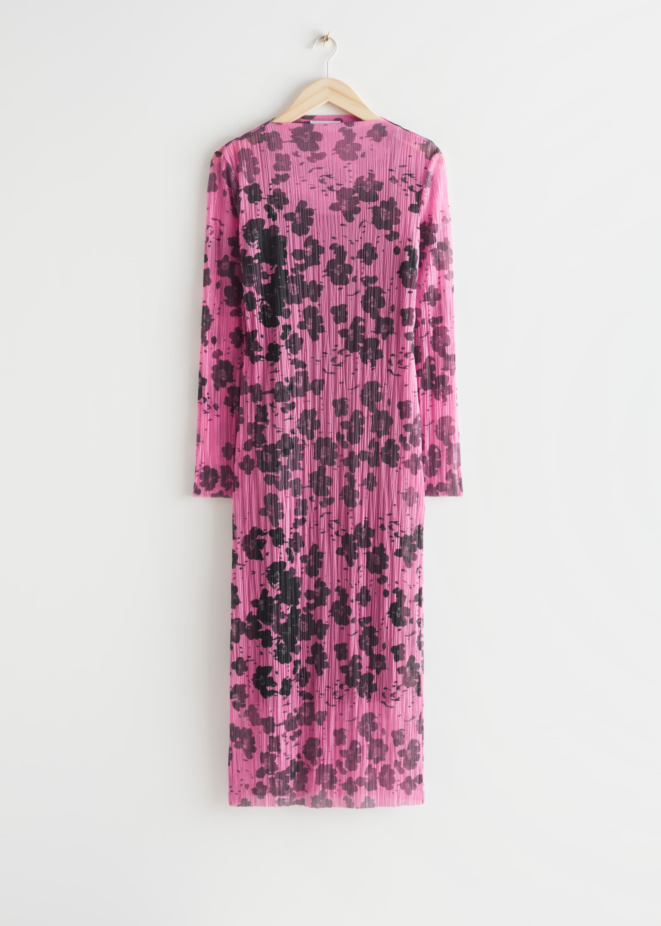 View larger image: Midi Mock Neck Mesh Dress - Pink Florals - Ladies | H&M GB 1