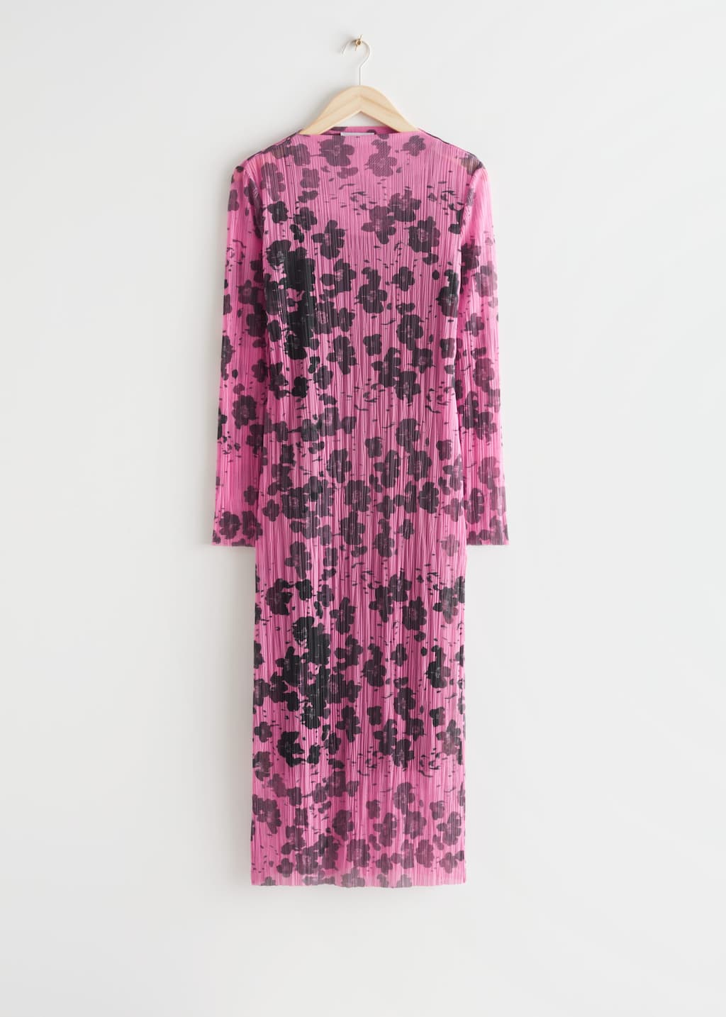 Vestido midi de malla con cuello falso - Flores negras - Bodegón
