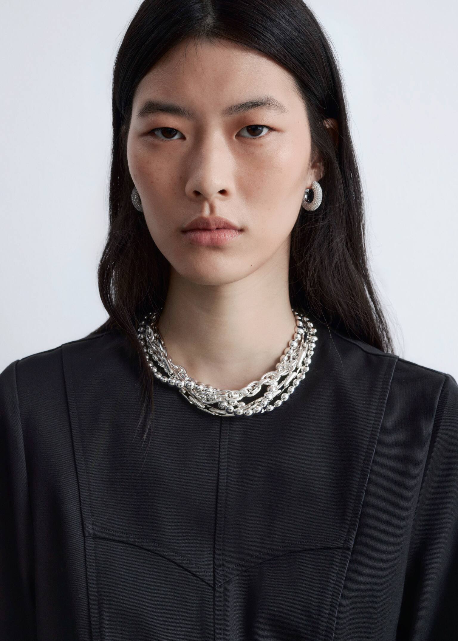 Peplumtopp i bomull - Svart/Crèmevit - 3