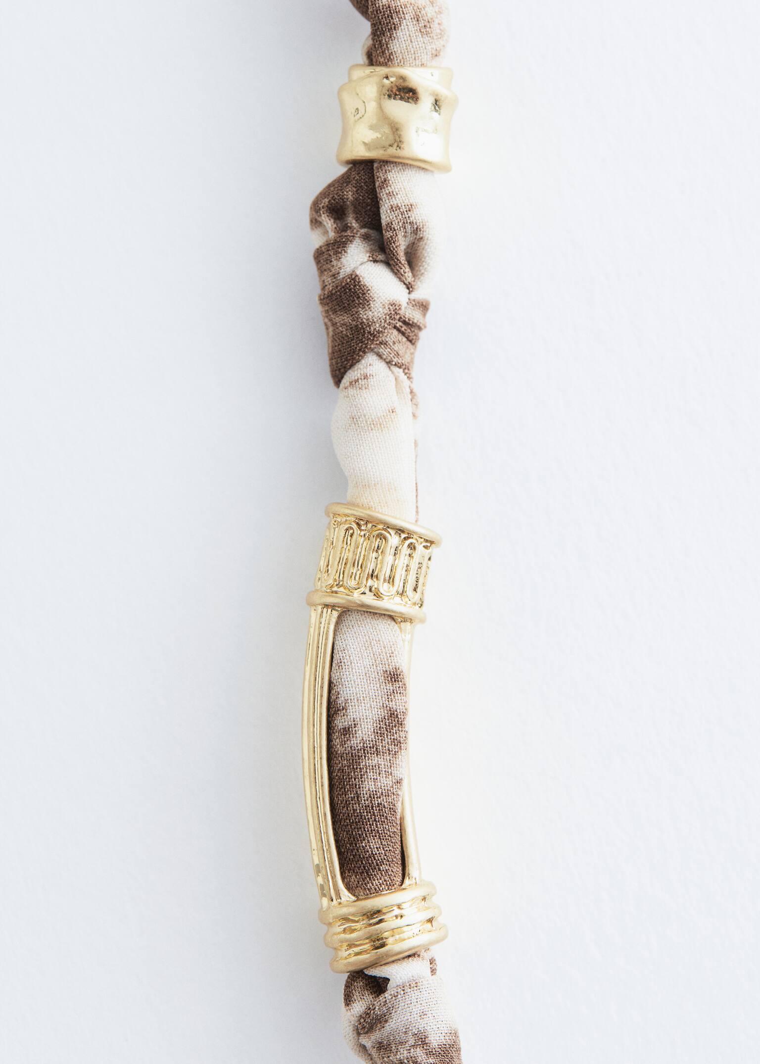 Collier en tissu perlé - Brun/Doré - 2