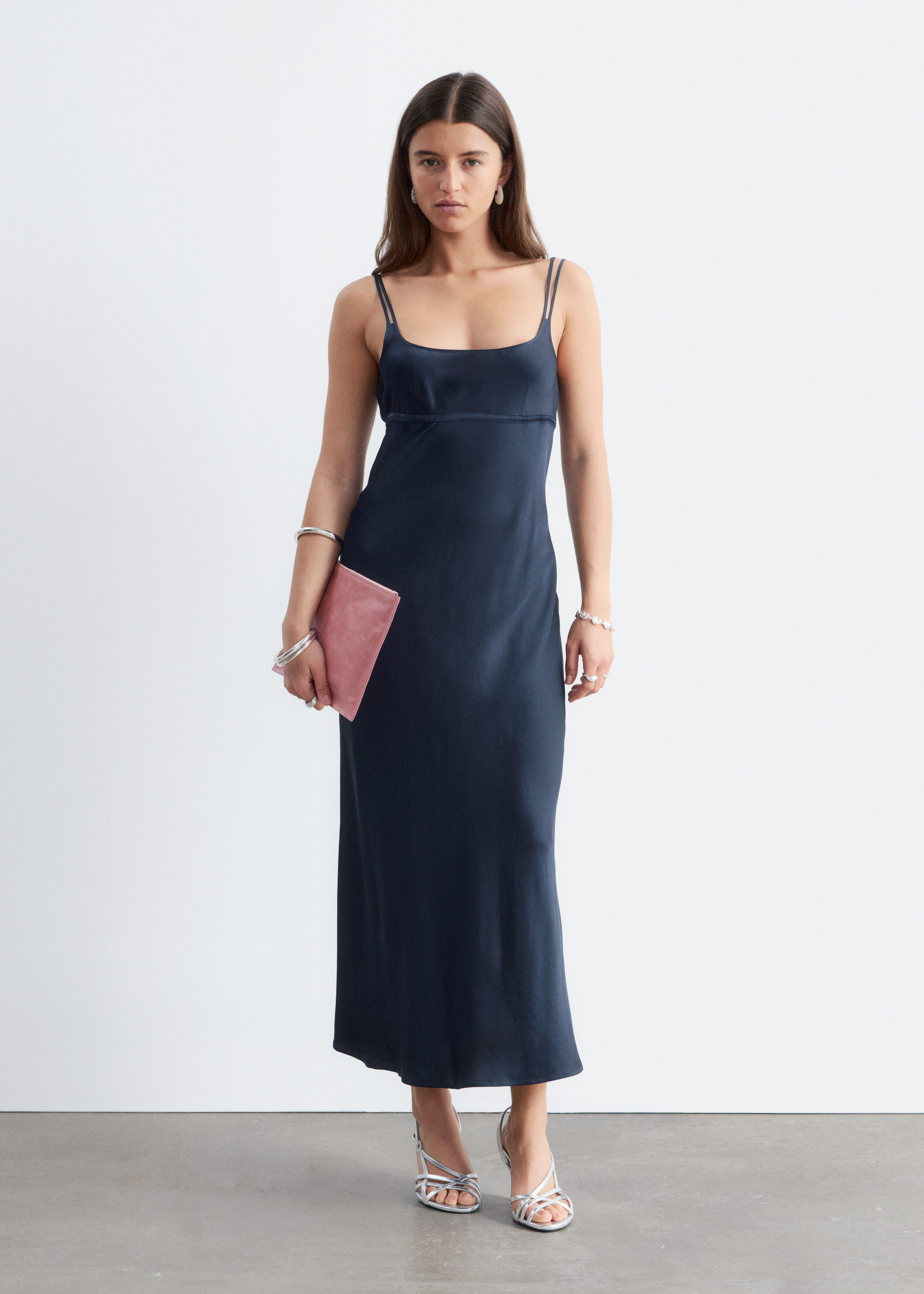 Double-Strap Slip Dress - Dark Blue - Midi dresses | & Other