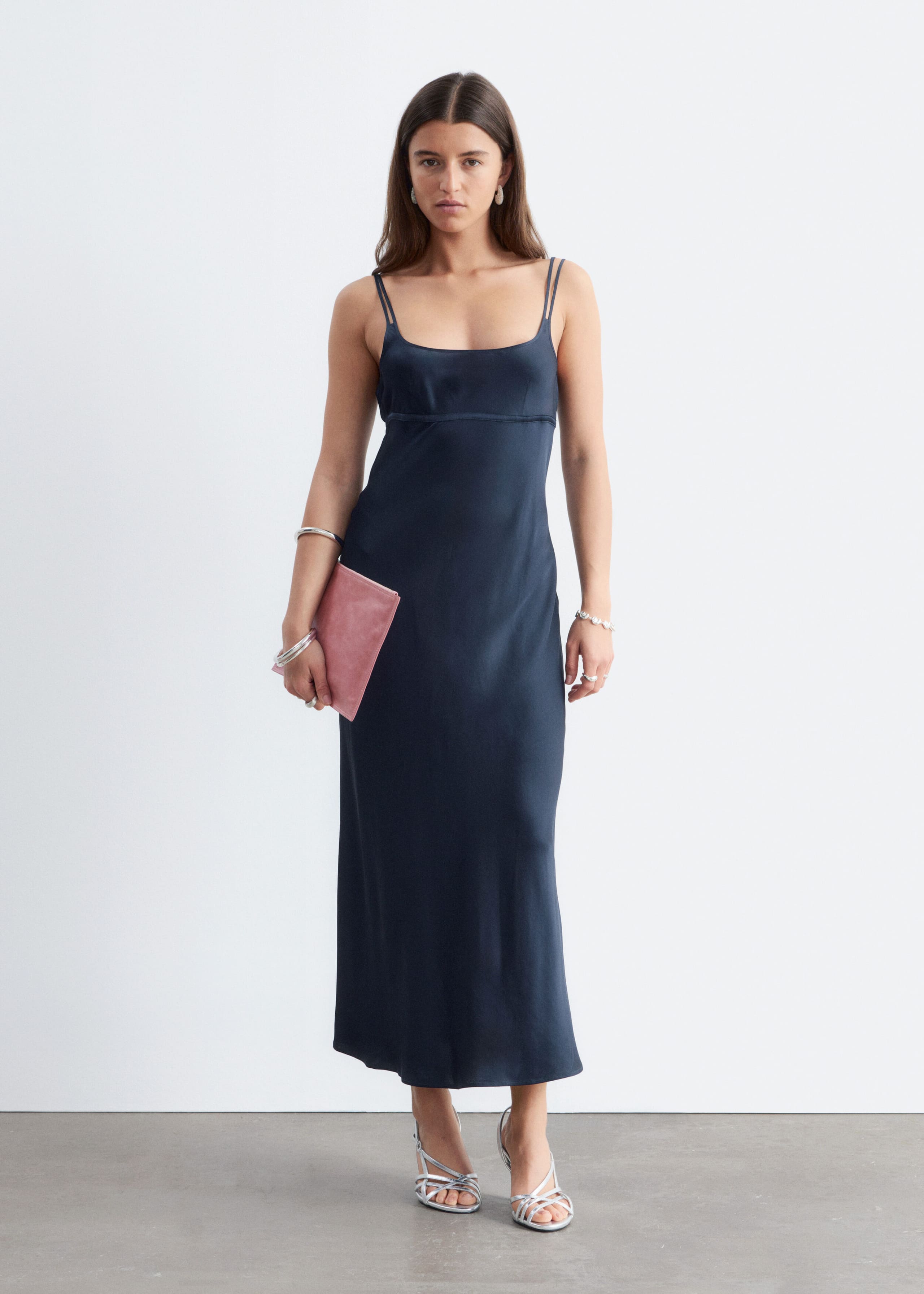 Double-Strap Midi Slip Dress - Dark Blue - Still Life