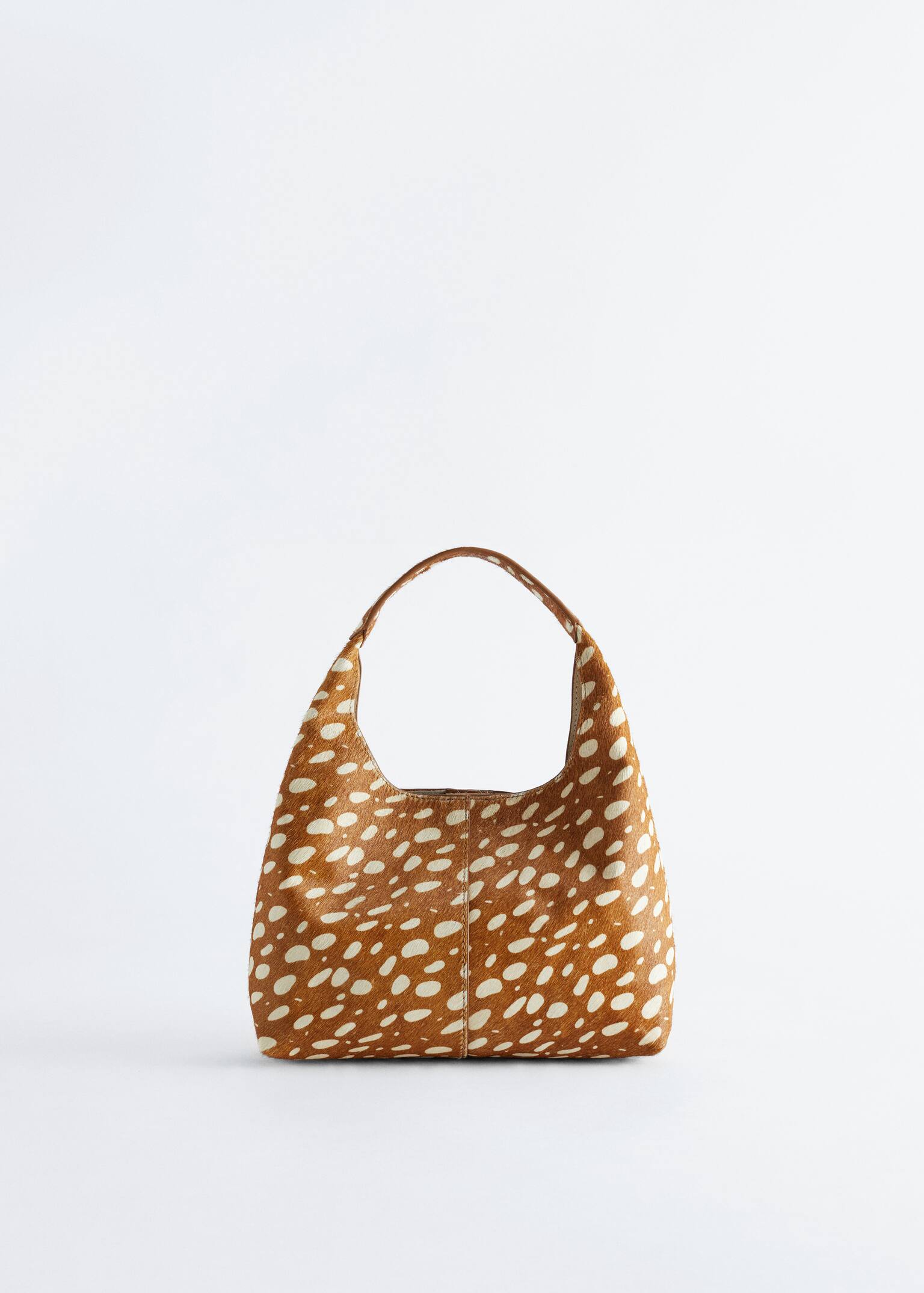 Tactile Leather Shoulder Bag - Dark Beige Deer Print - 2