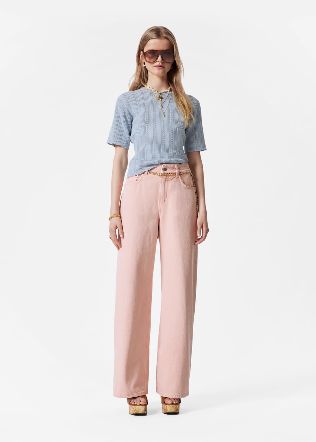 Image of Pointelle Knit T-shirt