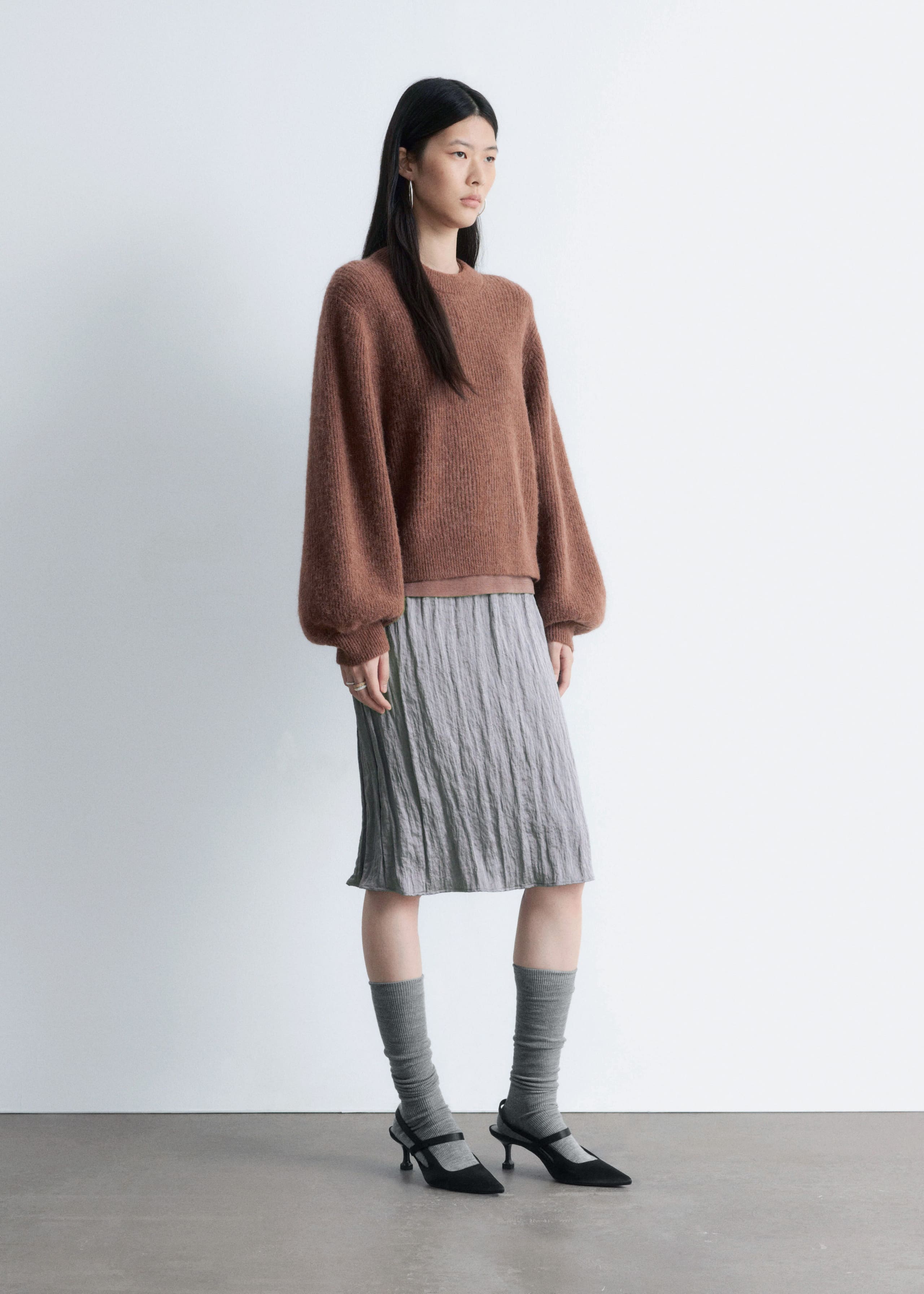 Image of Alpaca-Blend Balloon-Sleeve Jumper