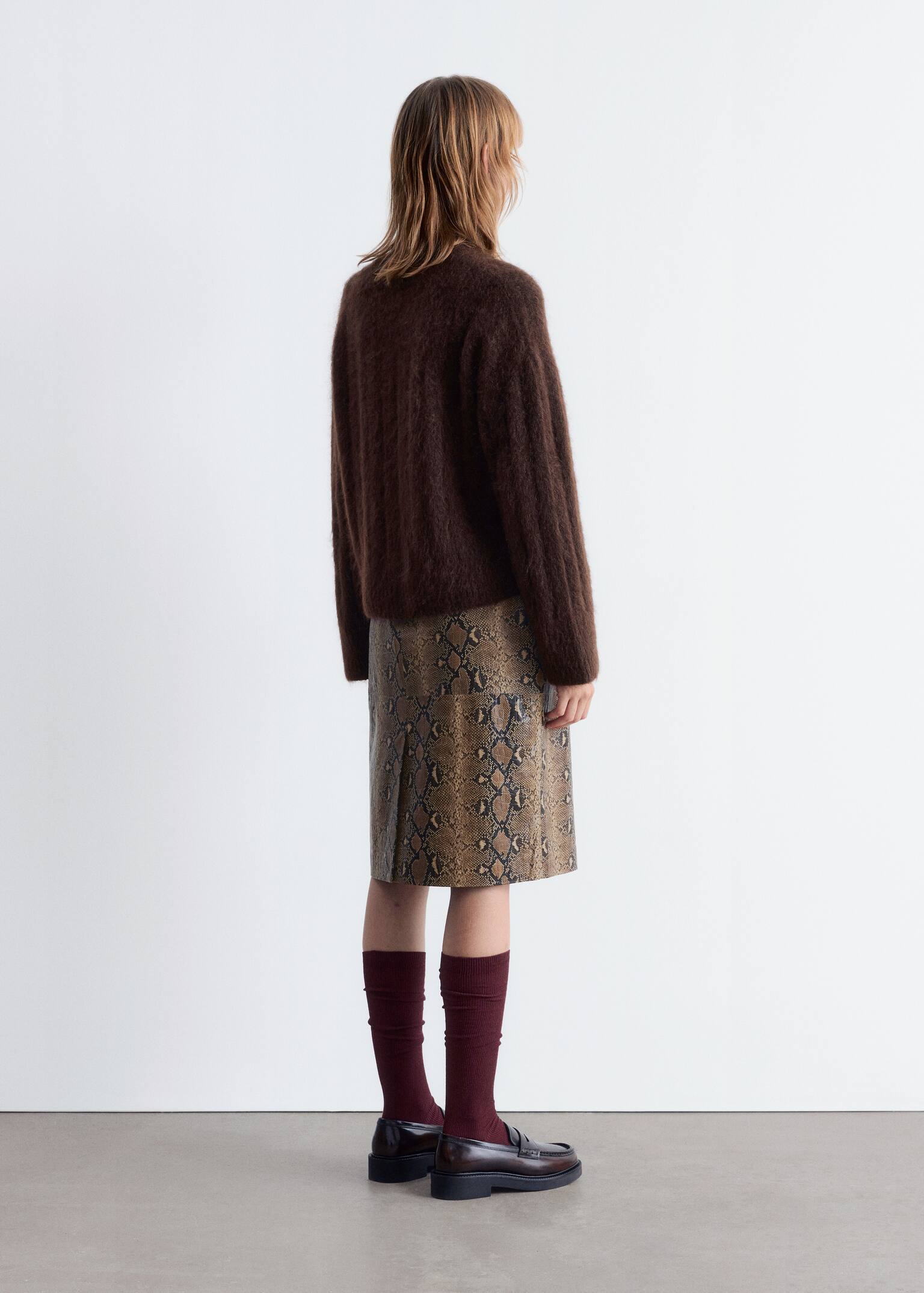 Mohair-Blend Rib-Knit Jumper - חום כהה - 3