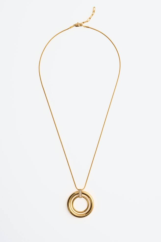 Double-Circle Pendant Necklace - Gold/White - 1