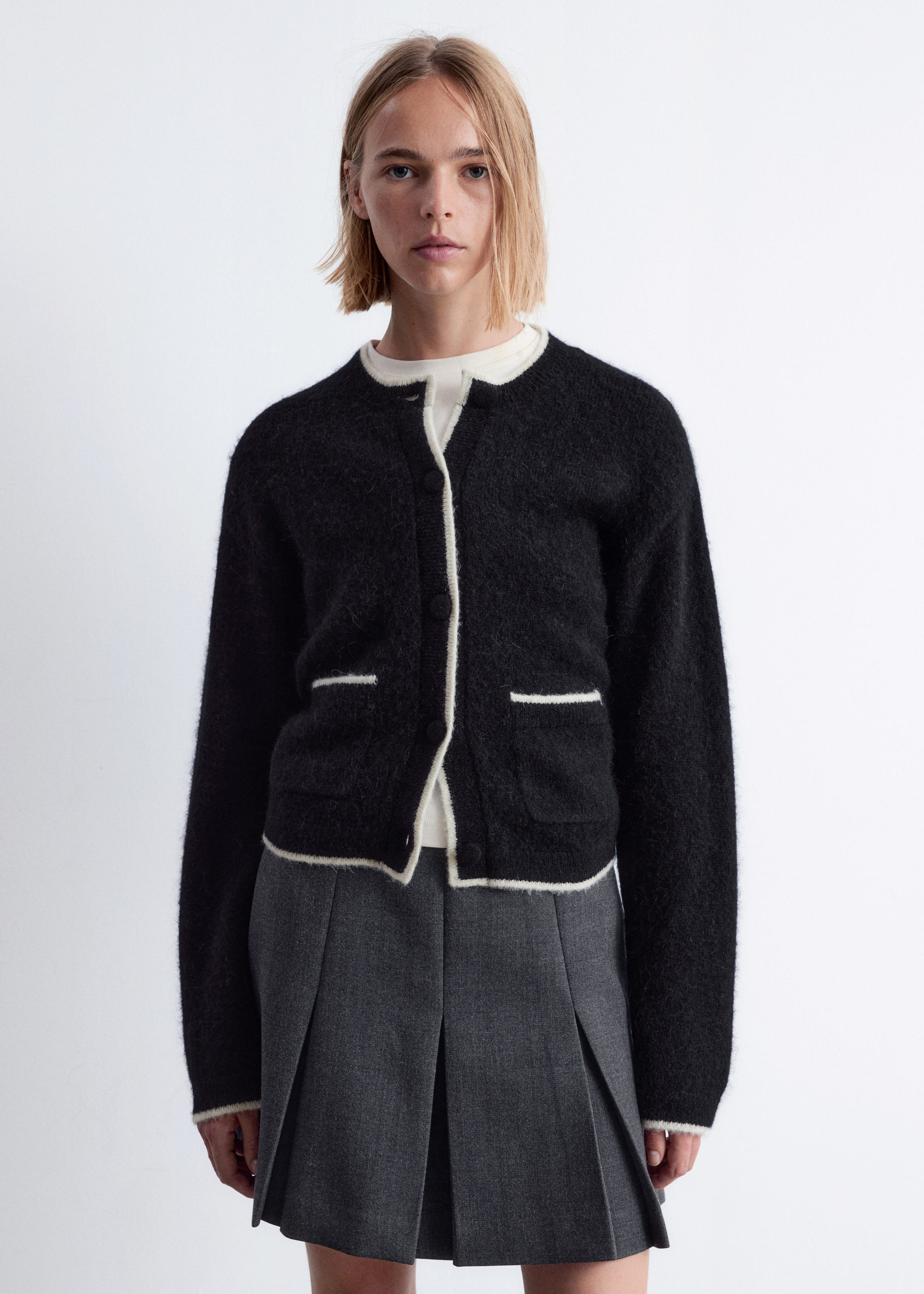 Image of Boxy Crew-Neck Cardigan