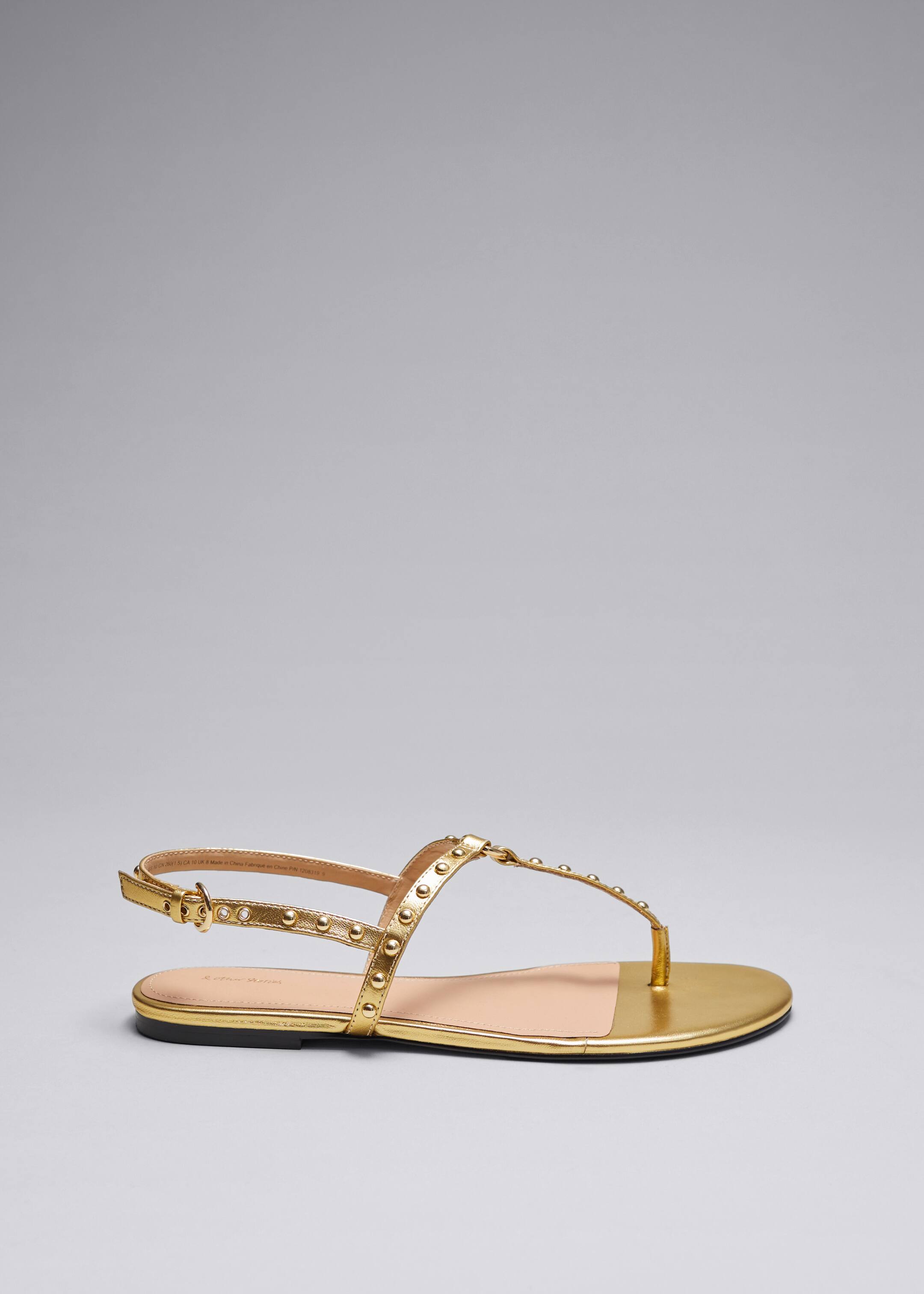 View larger image: T-bar Leather Sandals - Gold - Ladies | H&M GB 1