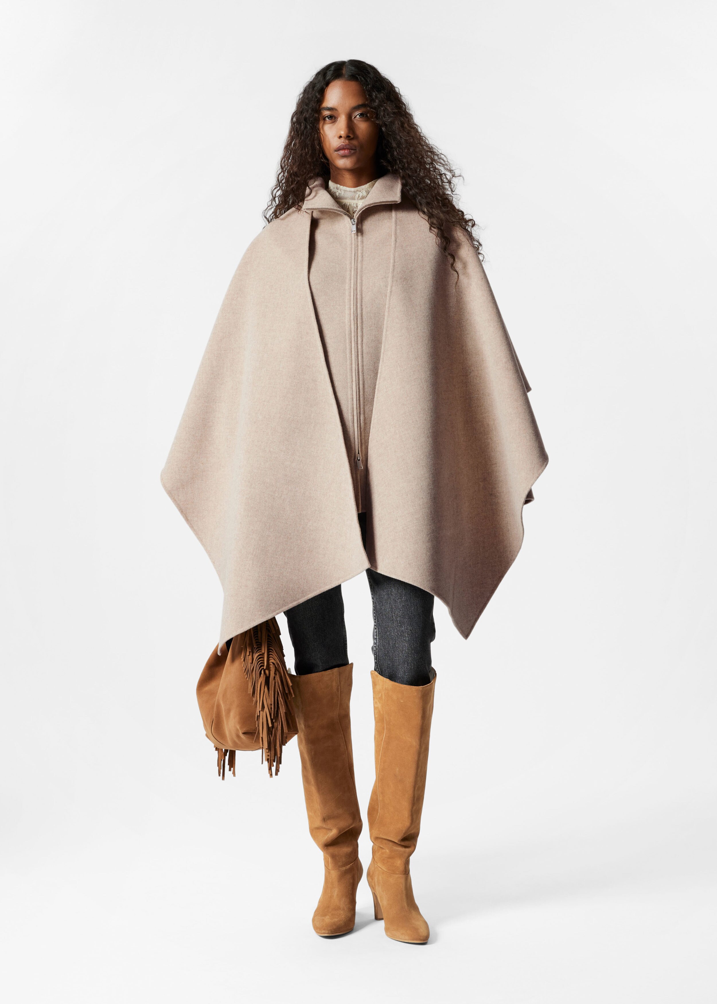 Asymmetric Wool Cape - Beige - Jackets - & Other Stories AD
