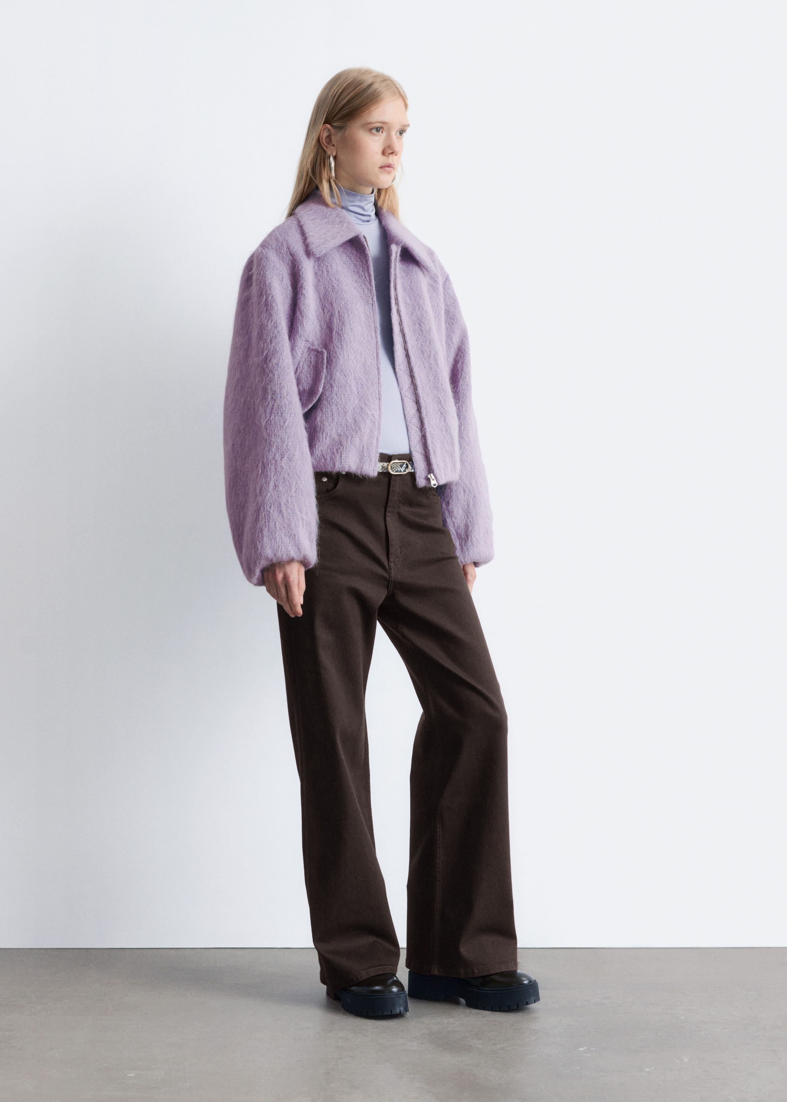 Image of Cropped Wool Bomber Jacket