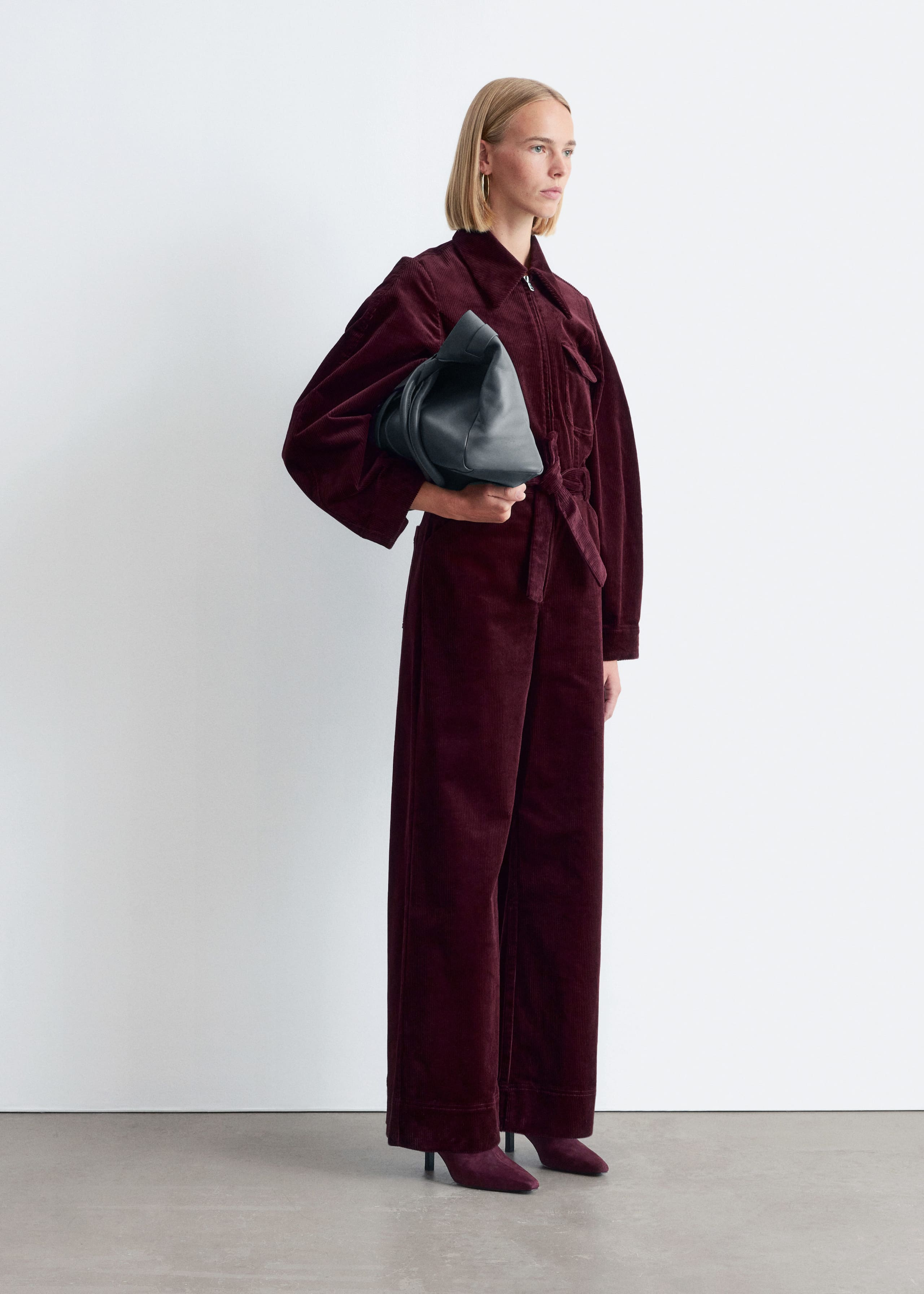 Image of Belted Corduroy Jumpsuit