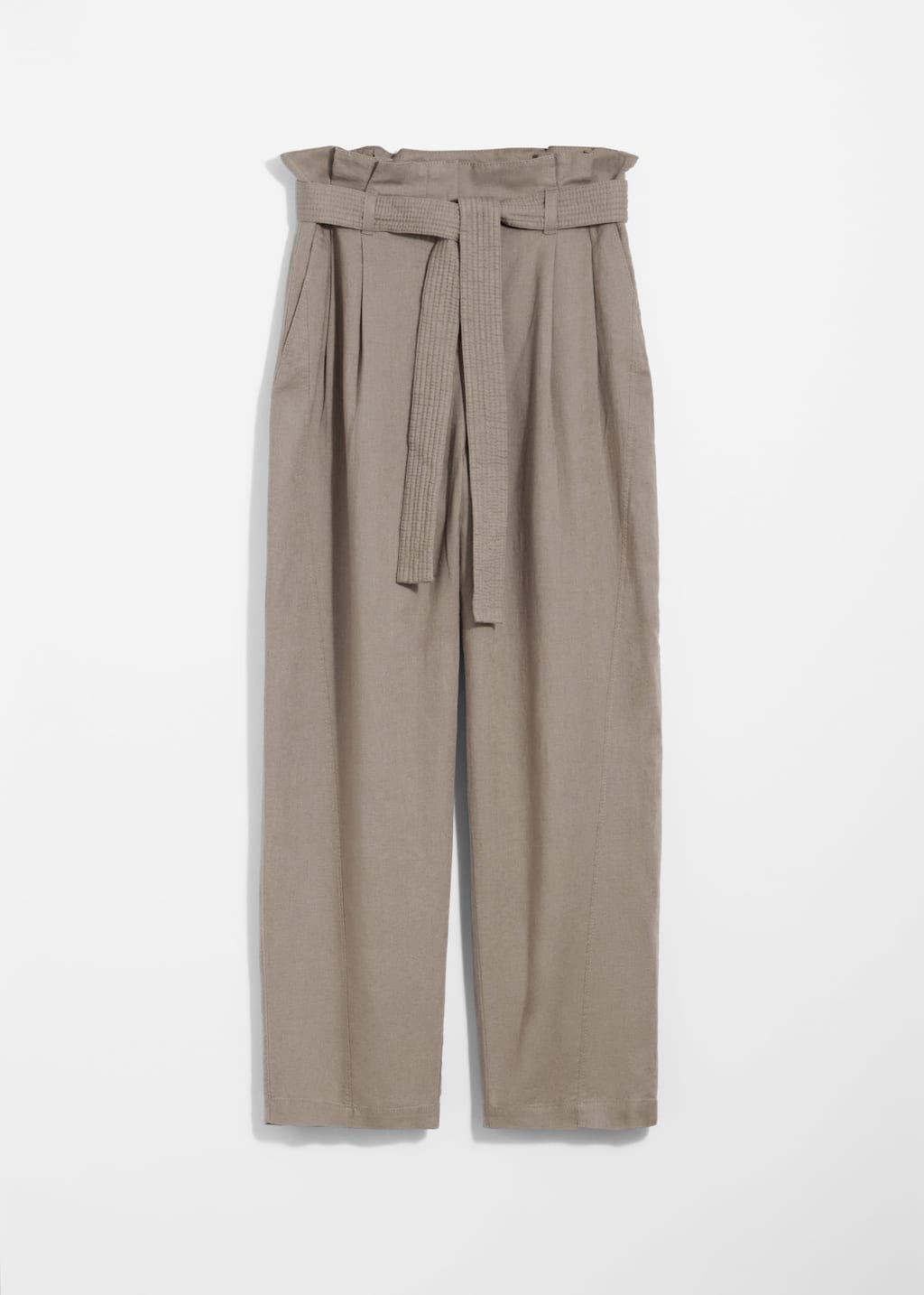 Linen-Blend Paperbag Trousers