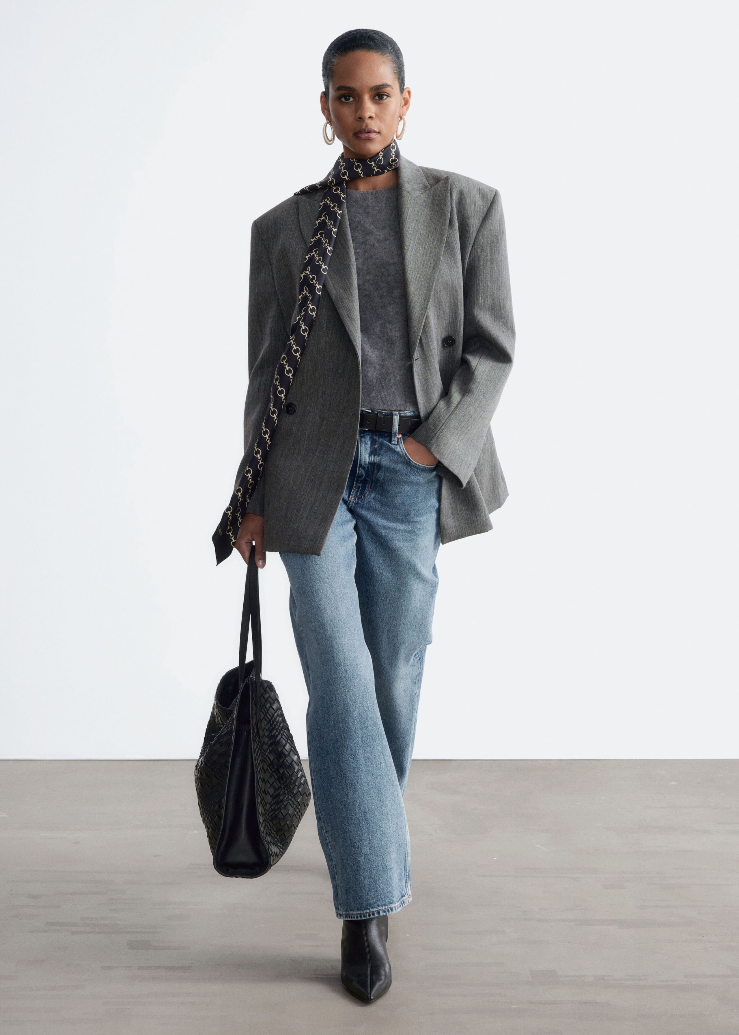 Fitted Wool Blazer - Grey - Lookbook