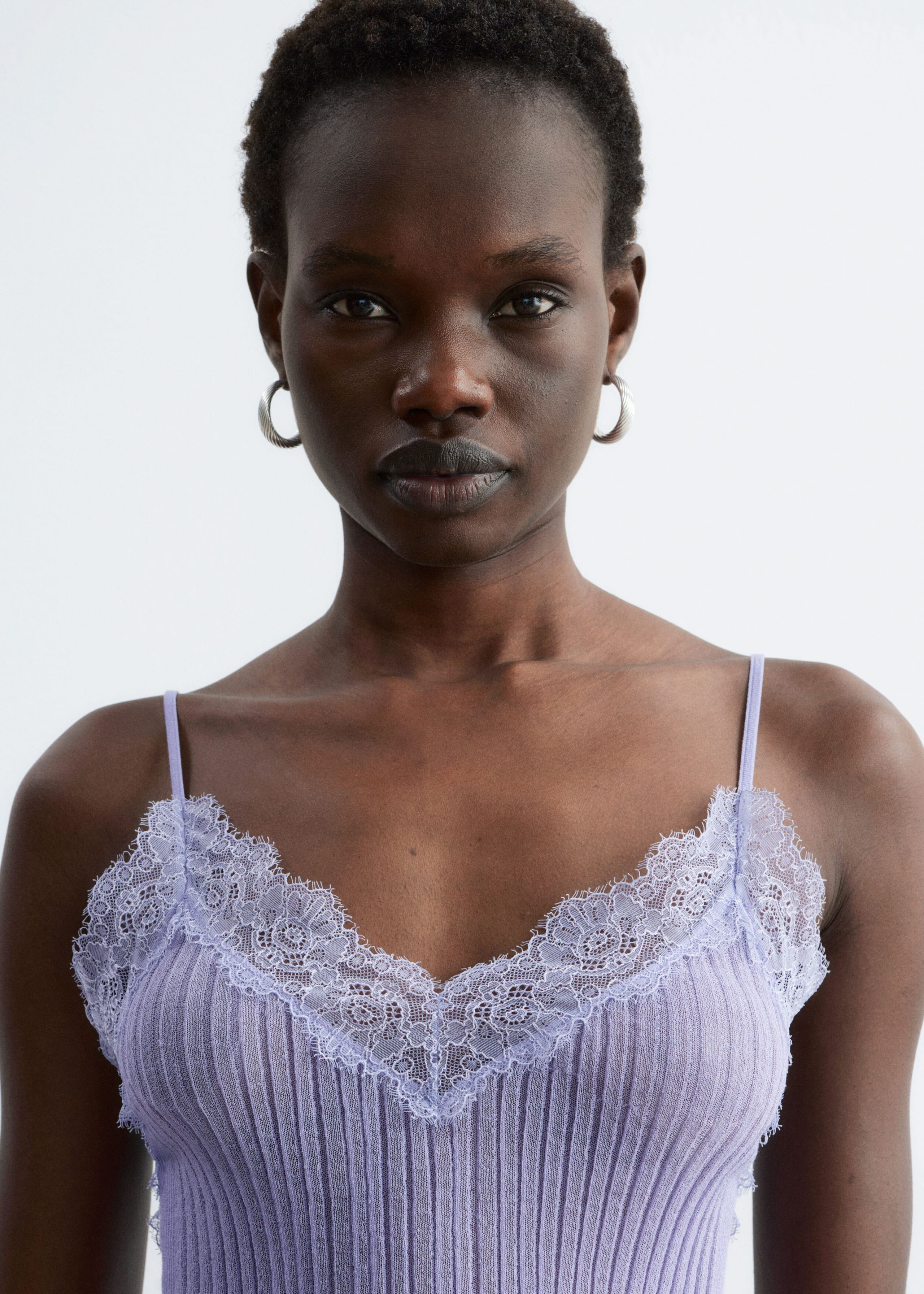 Image of Rib-Knit Lace Camisole