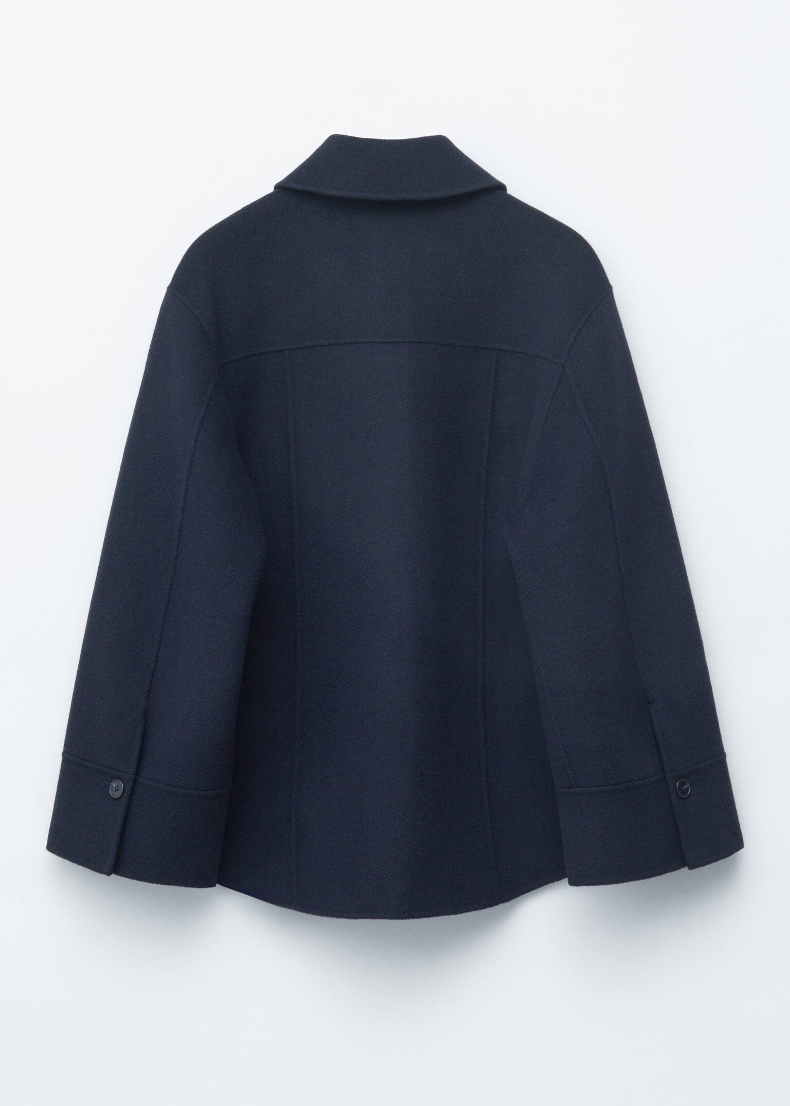 Tapered Wool Jacket - Navy Blue/Beige - 3