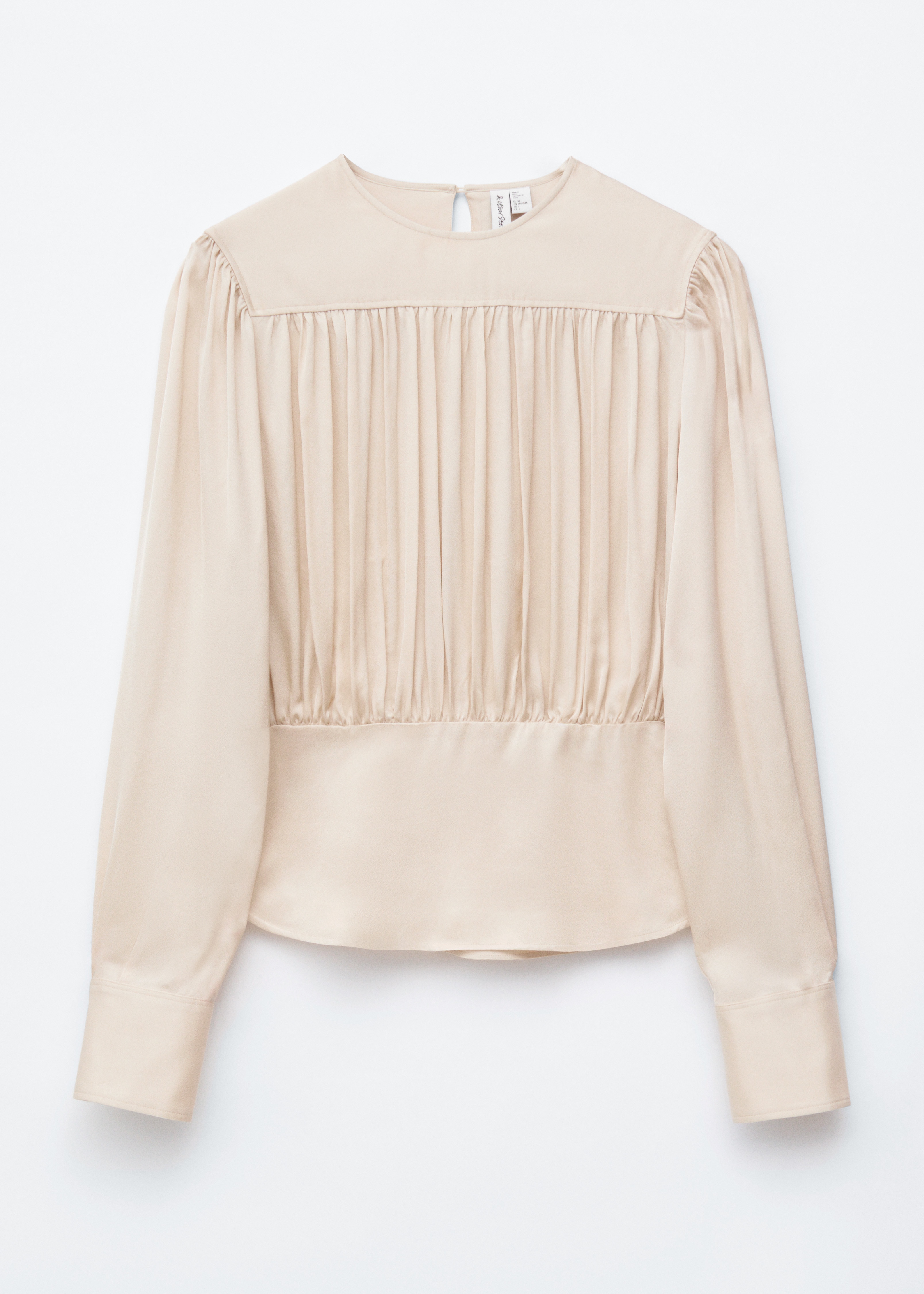 Blusa fruncida - Beige/Paisley en azul claro