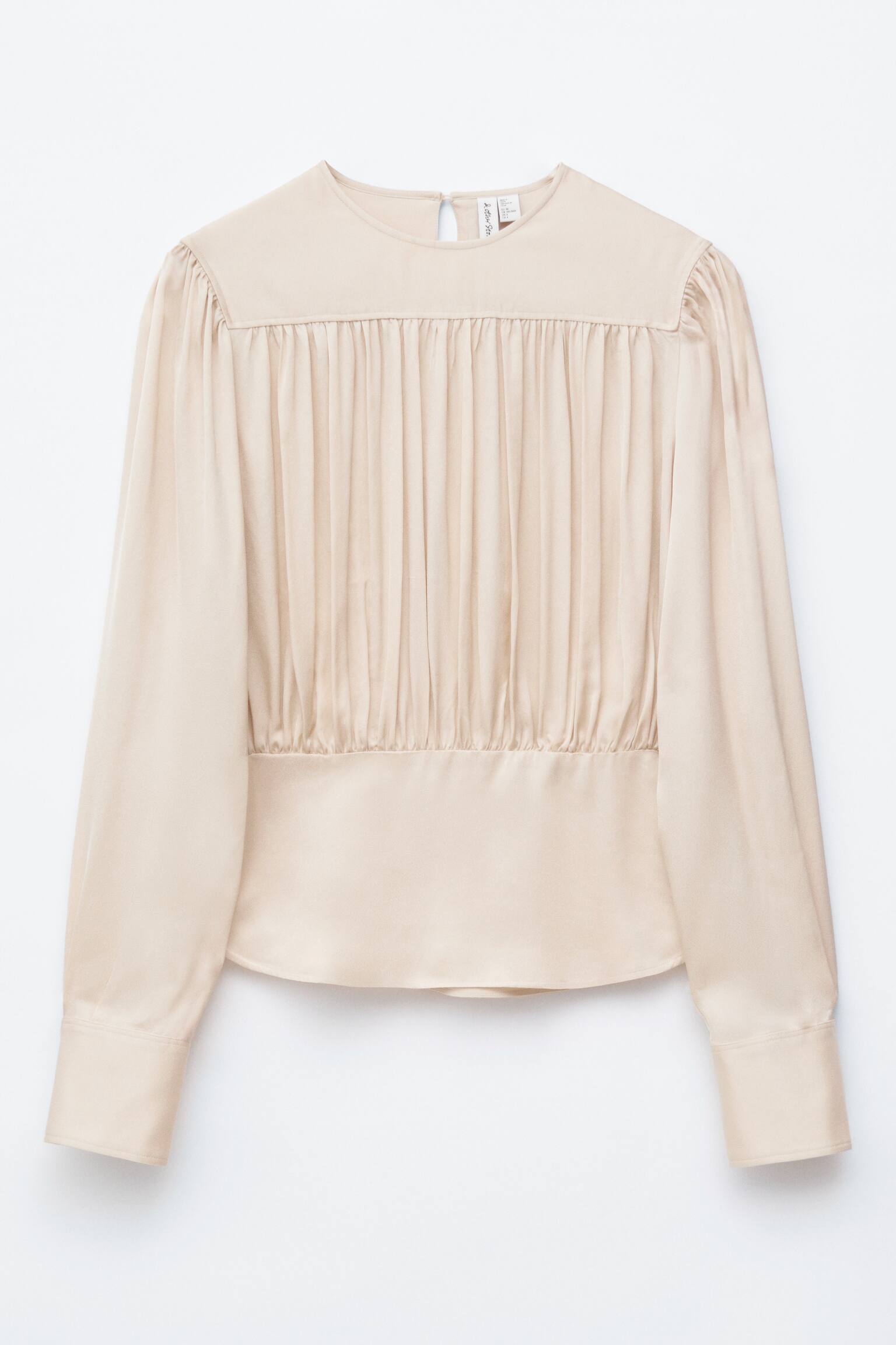 Blusa franzida - Bege/Paisley azul claro