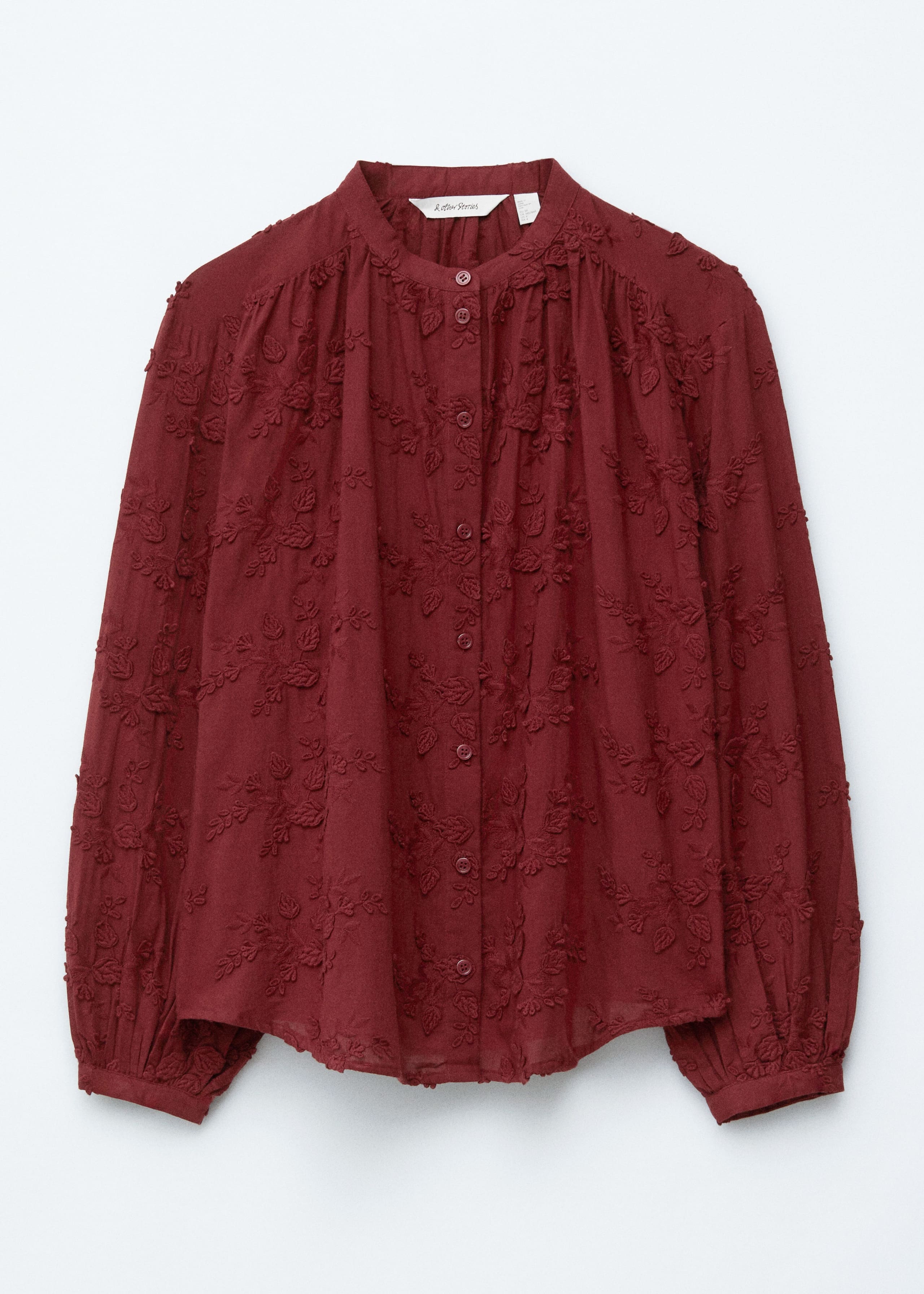 Image of Voluminous Floral-Appliqué Blouse