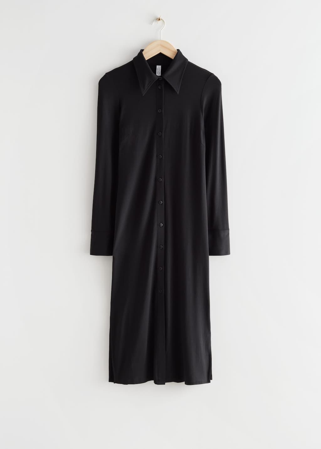 Fitted Shirt Midi Dress - Black - Still Life