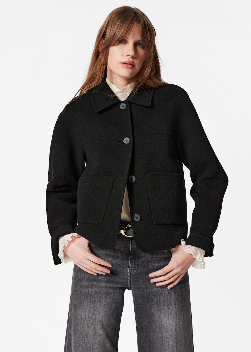 Image of Collared Wool Jacket