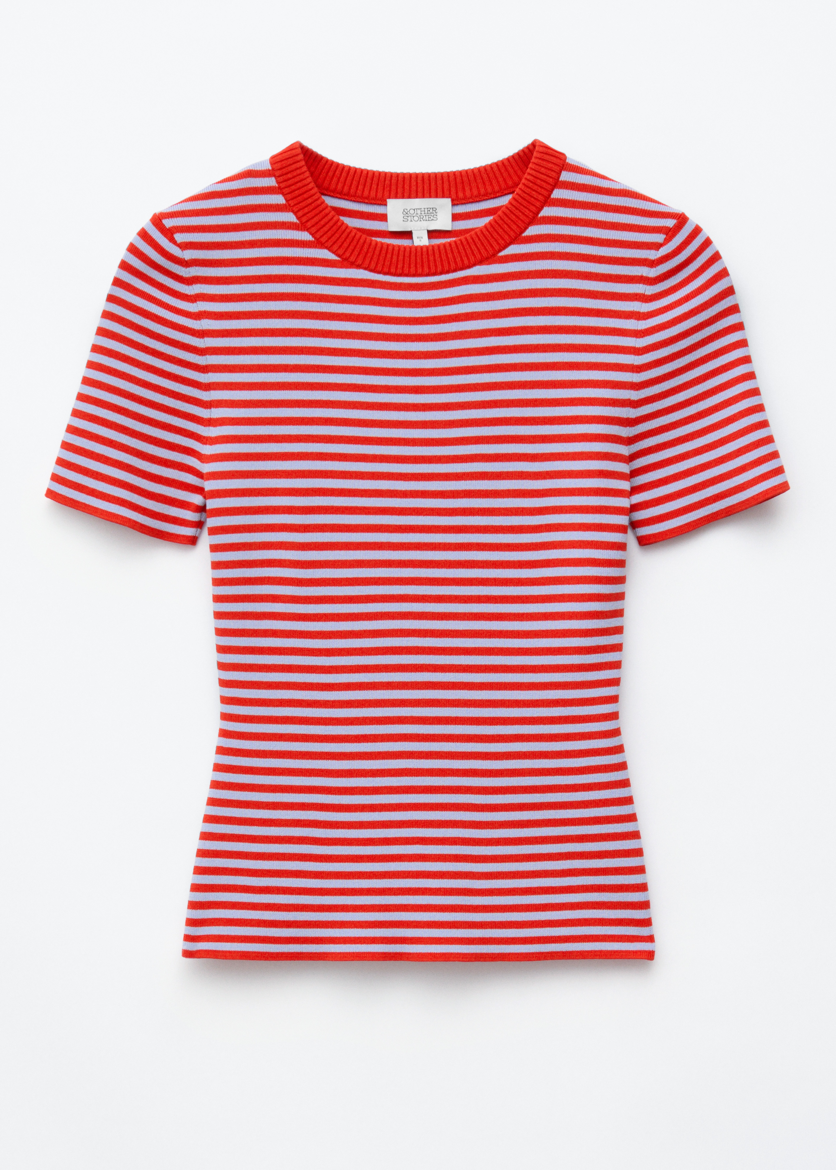 Geribbeld T-shirt - Rood/lila/gestreept/Black/White/Striped/Blauw/wit gestreept