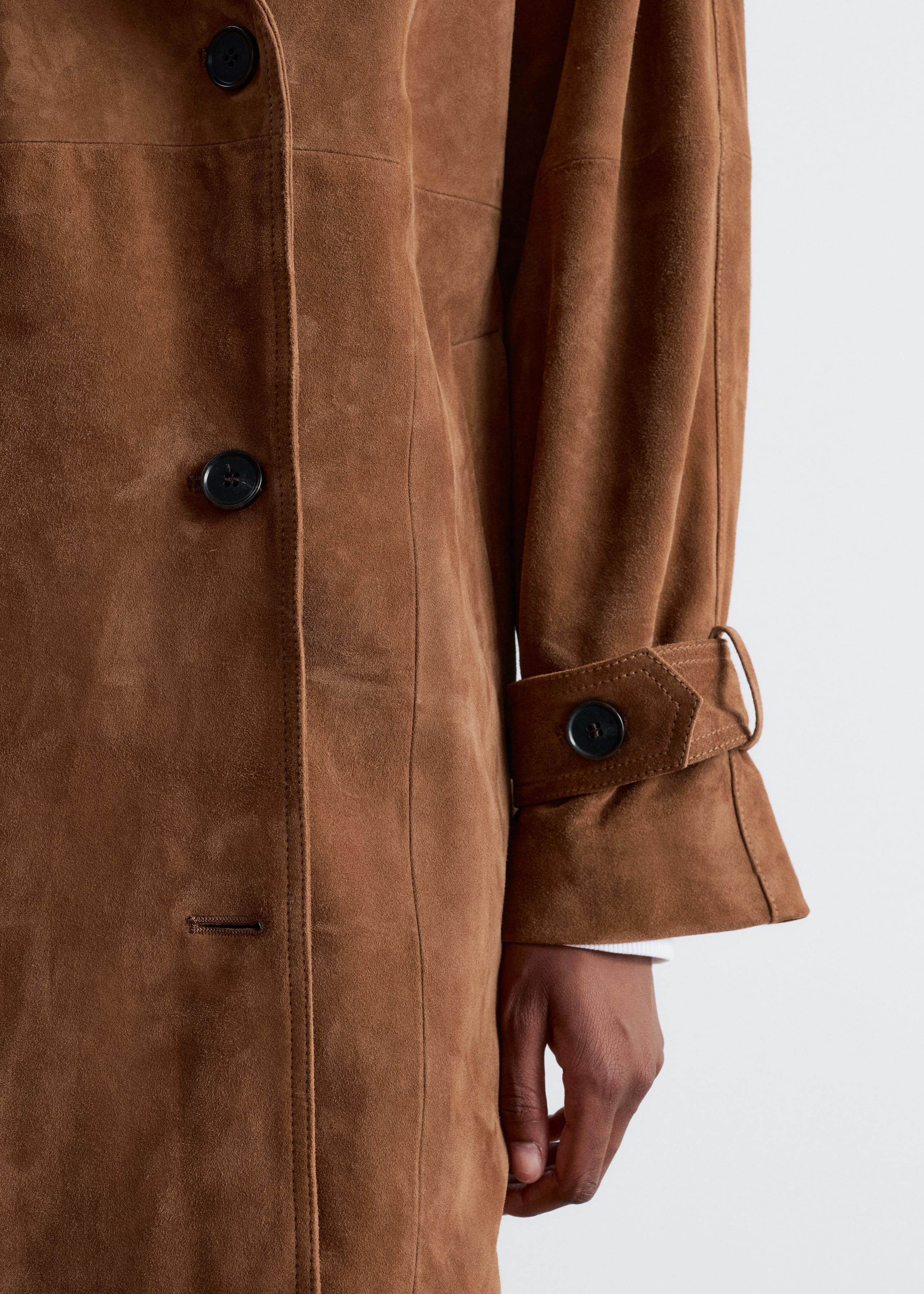Maxigabardina de ante - Marrón - Lookbook