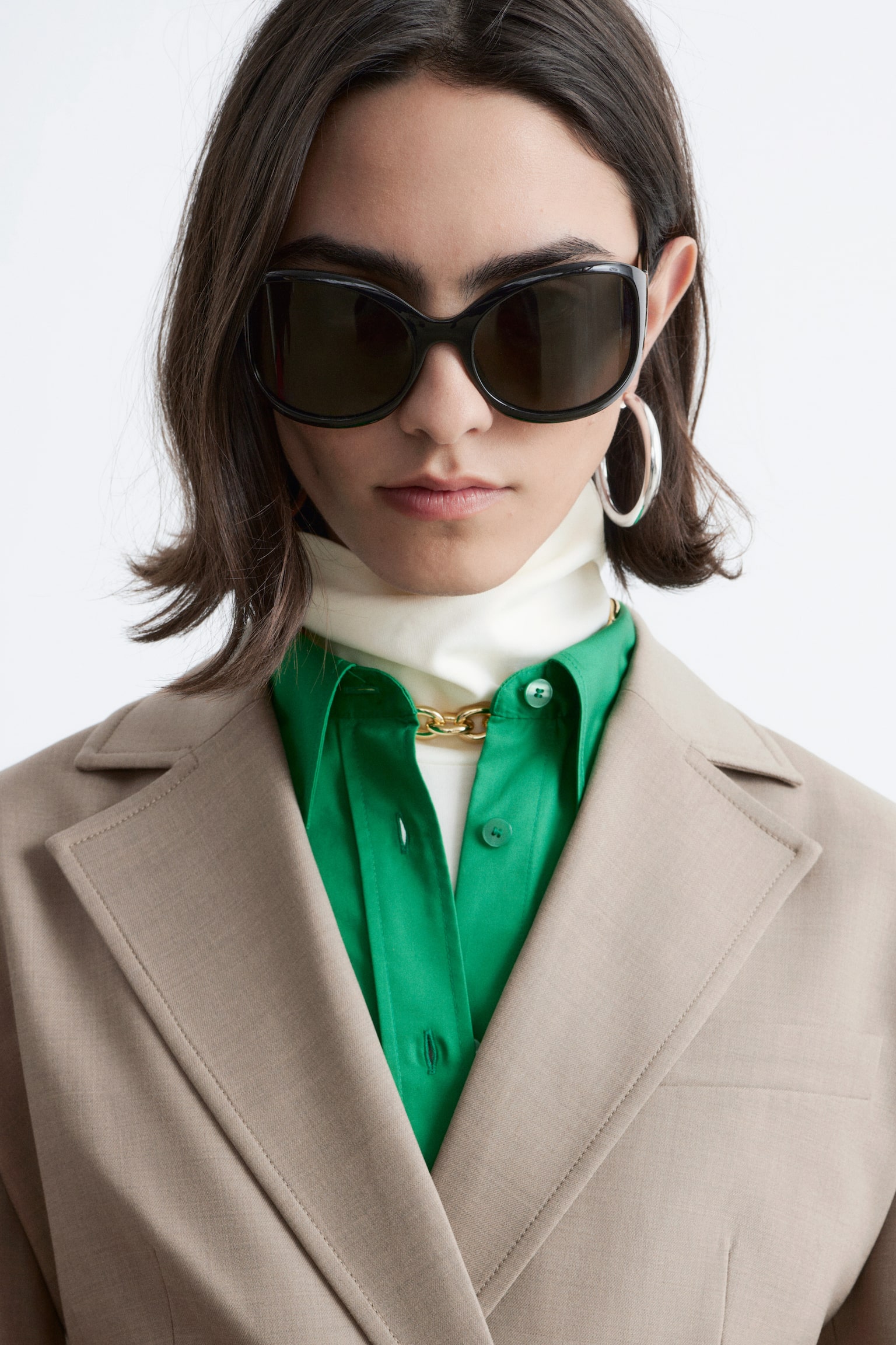 Blazer i merinoull med intagen midja - Mullvad - 3