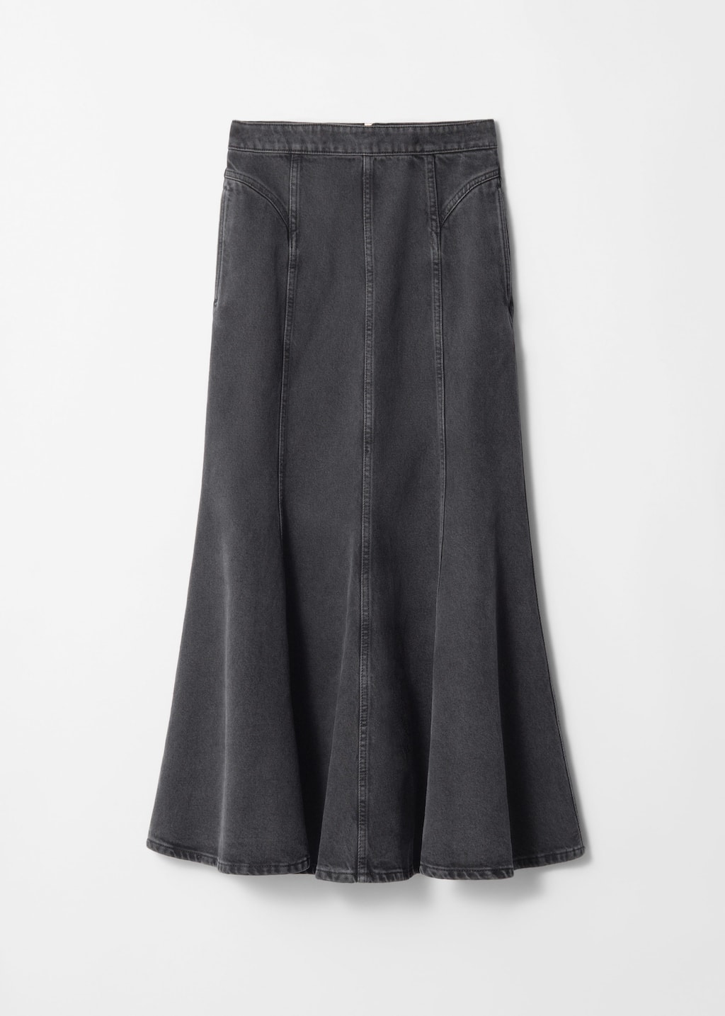 Pleated Denim Maxi Skirt - Black - Still Life