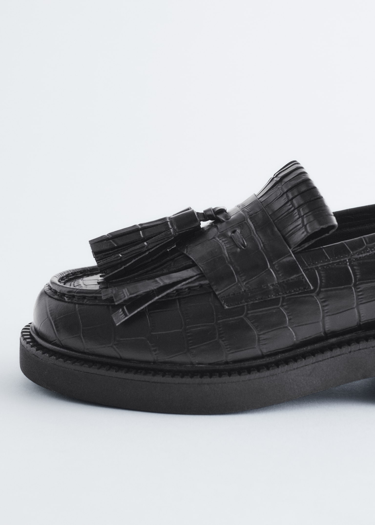 Chunky Leather Loafers - Μαύρο - 4