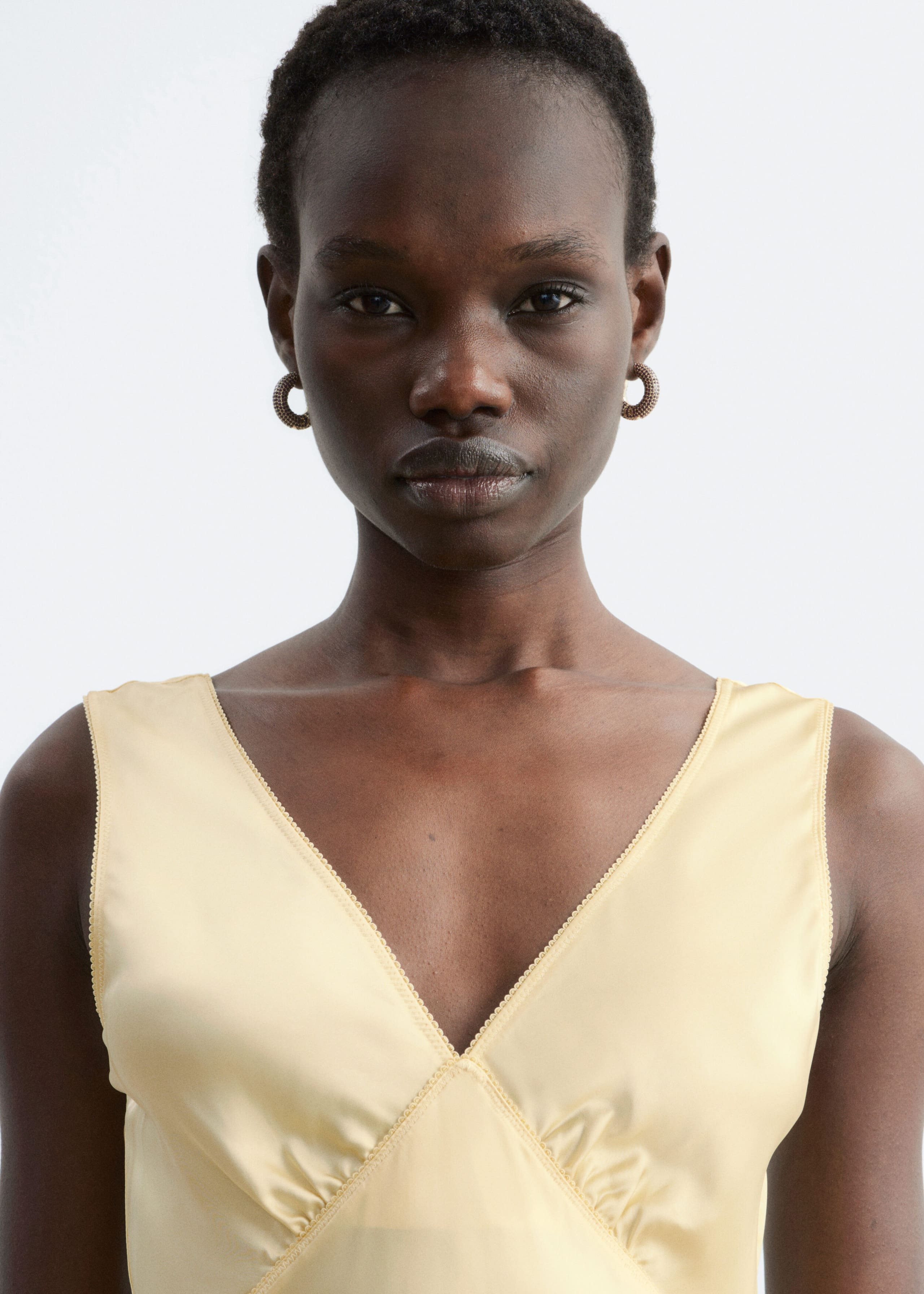 V-Neck Slip Midi Dress - Yellow - Still Life