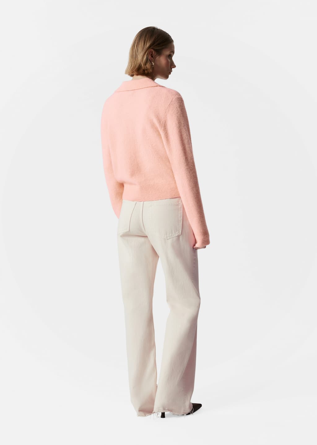 Collared Knit Cardigan - Peach - Lookbook