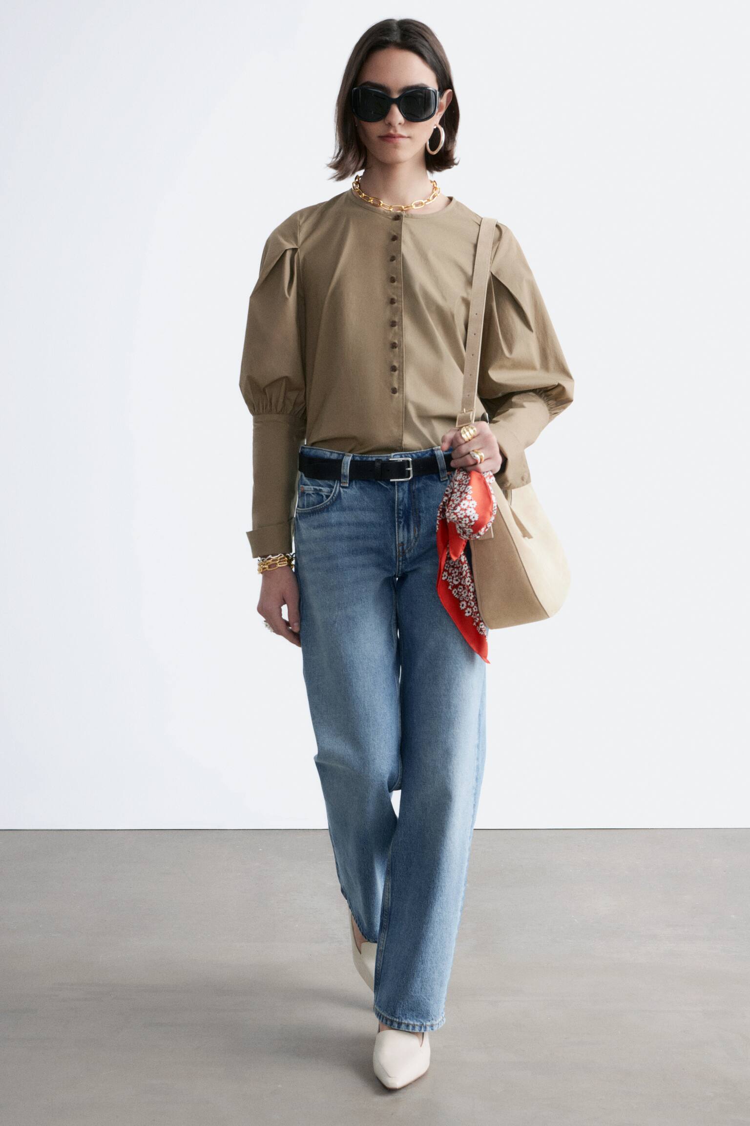 Jeans a gamba dritta - Blu polvere/Grigio chiaro - 3