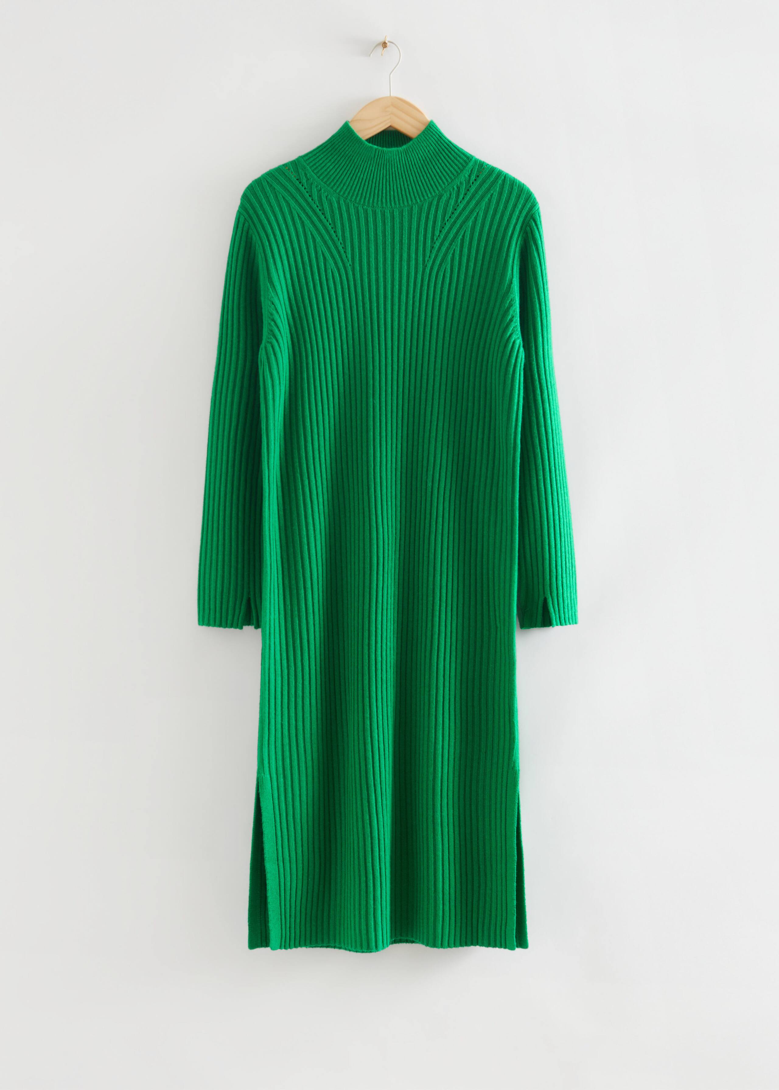 Turtleneck Knit Midi Dress - Green - Still Life