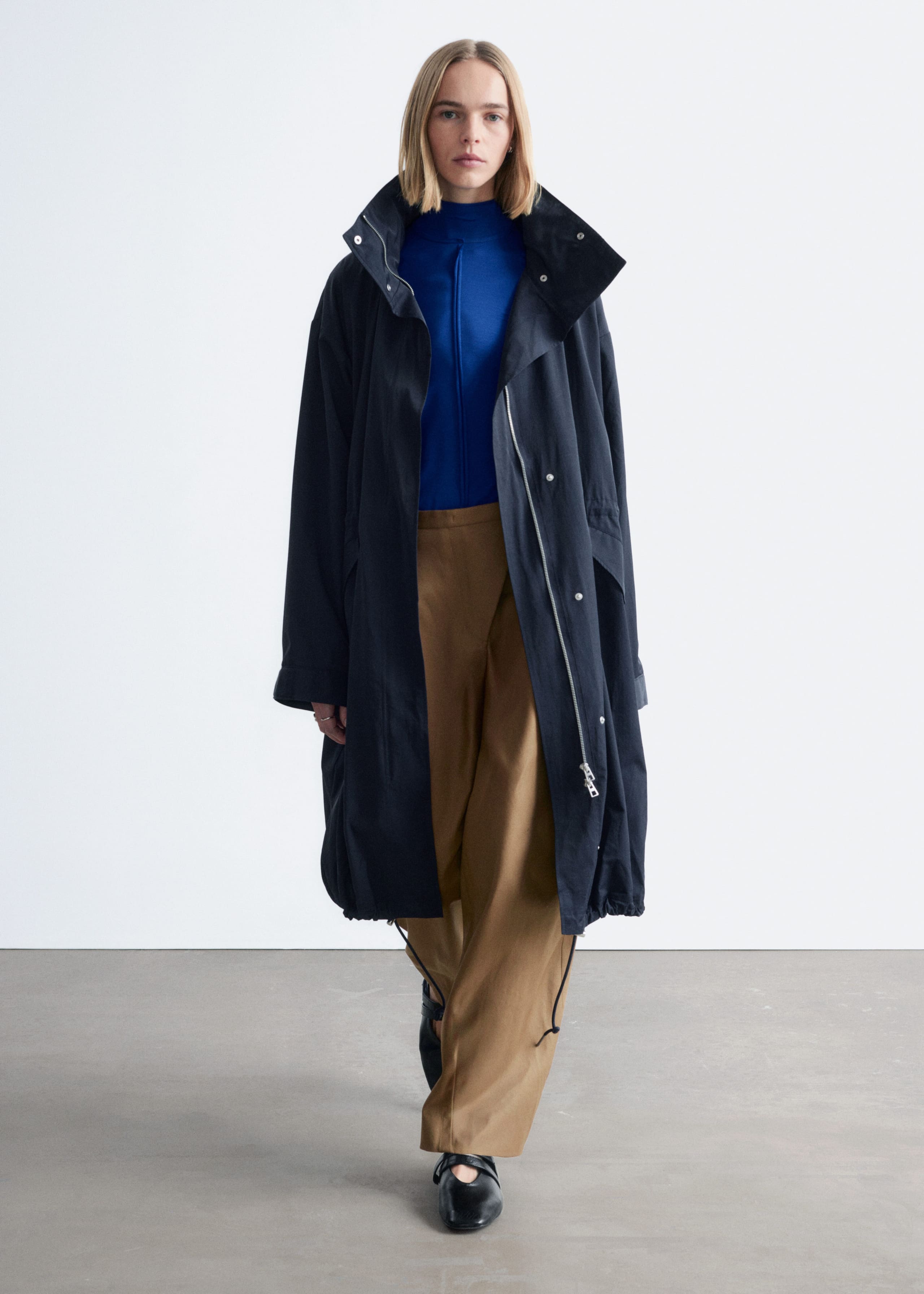 Image of Drawstring Parka Coat