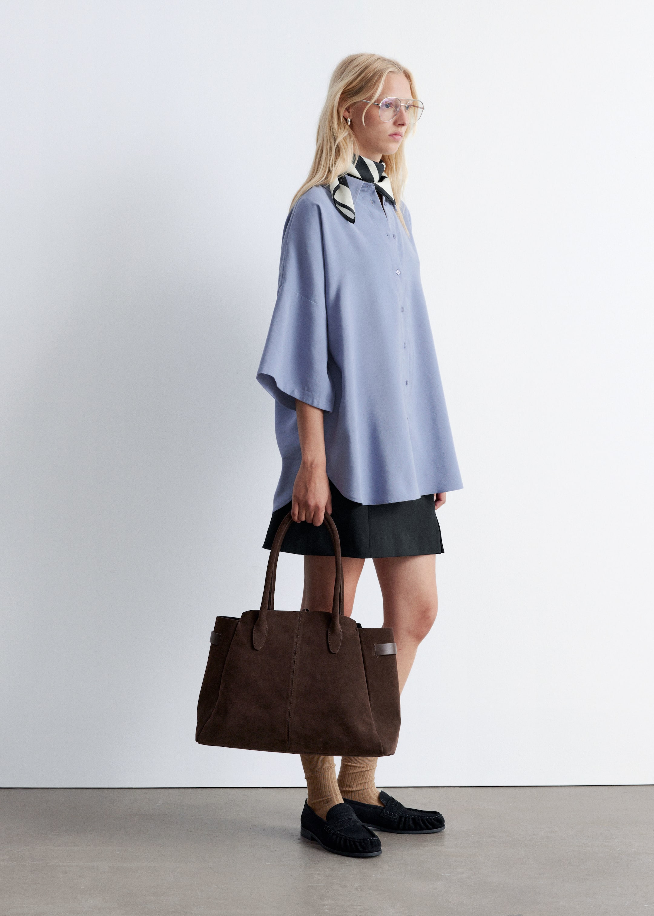 View larger image: Oversized Quarter-Sleeve Shirt - Dusty Blue - Ladies | H&M GB 1