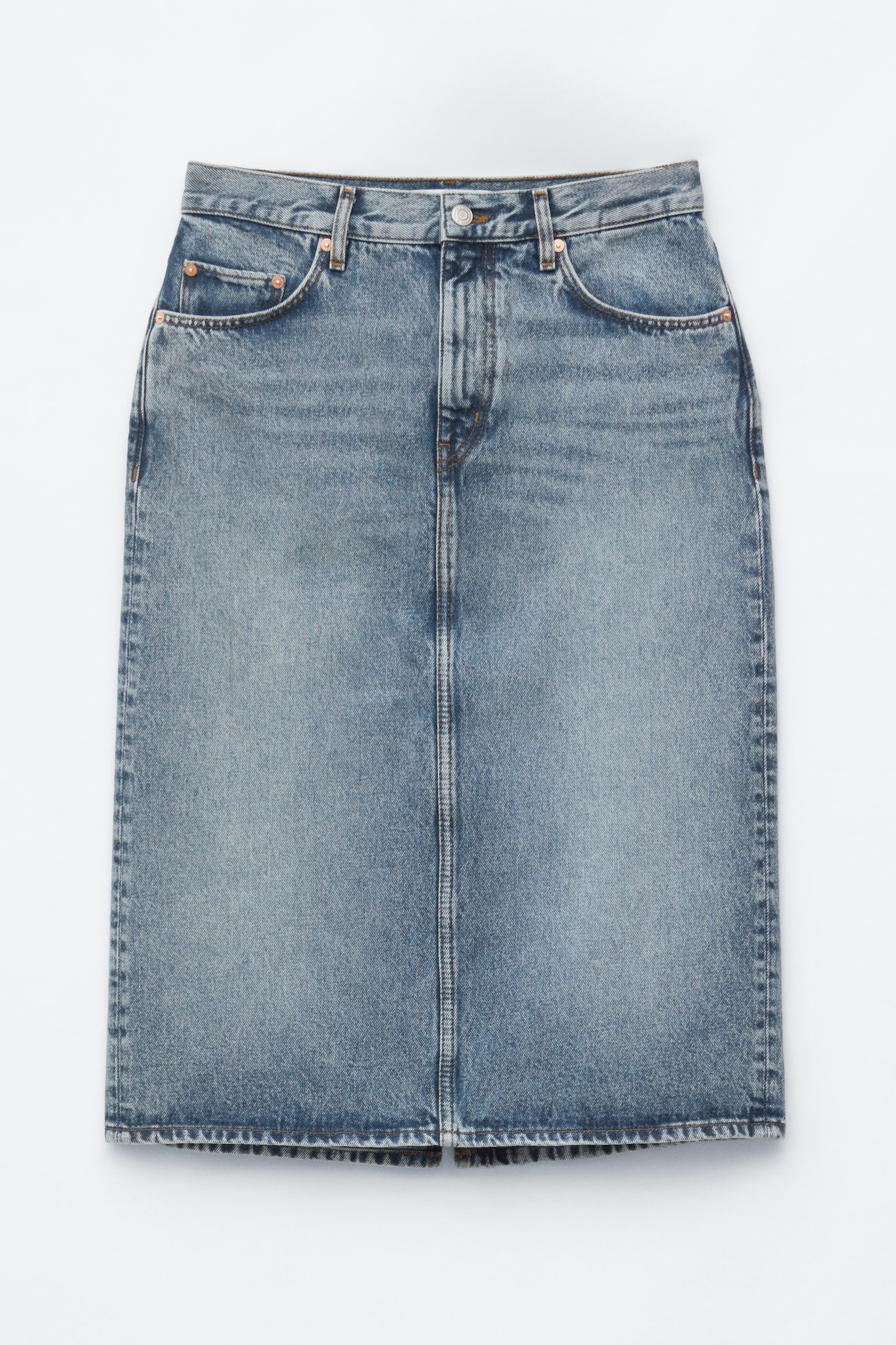 Džínsová midi sukňa - Dusty Blue - 1