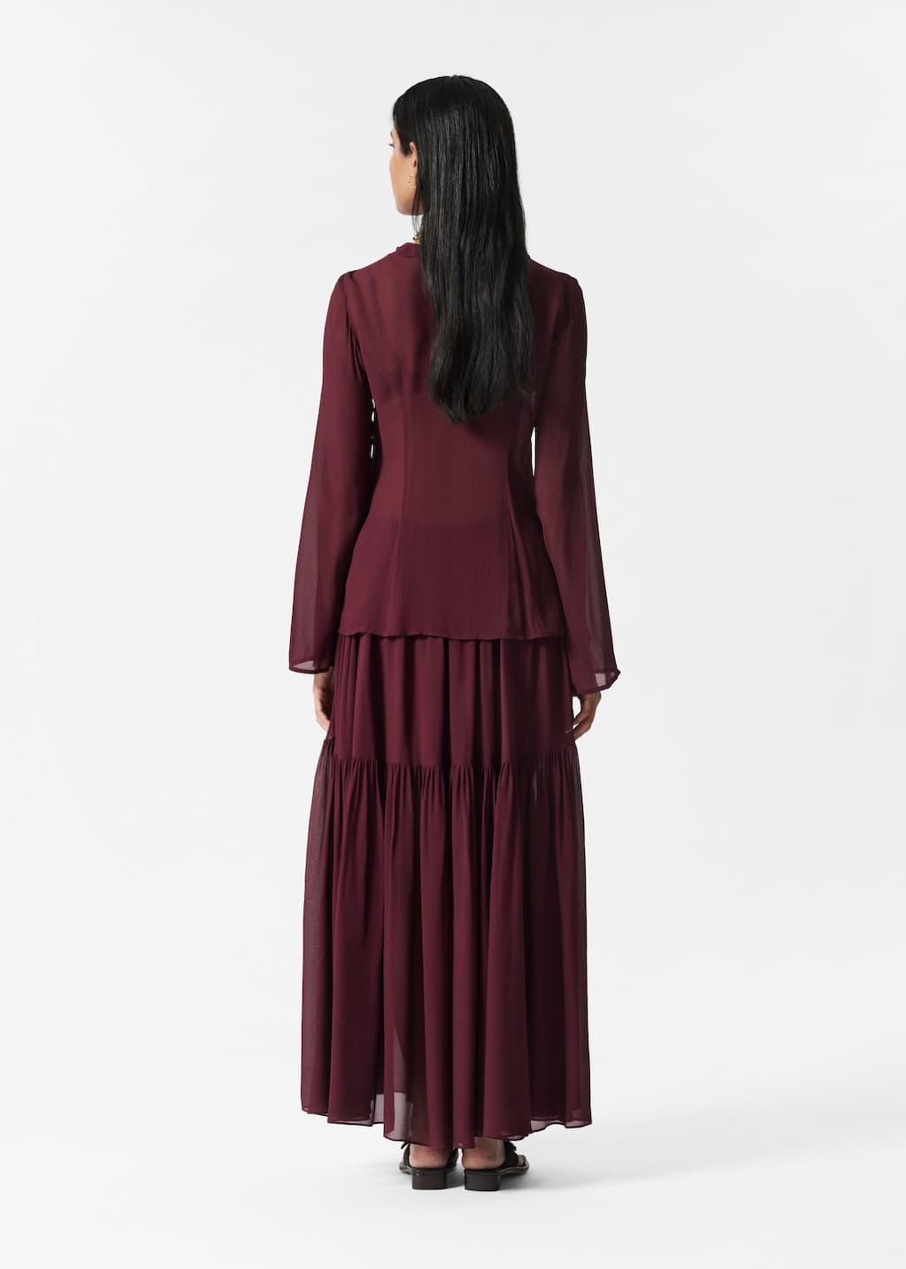 Image of V-Neck Ruffle Blouse