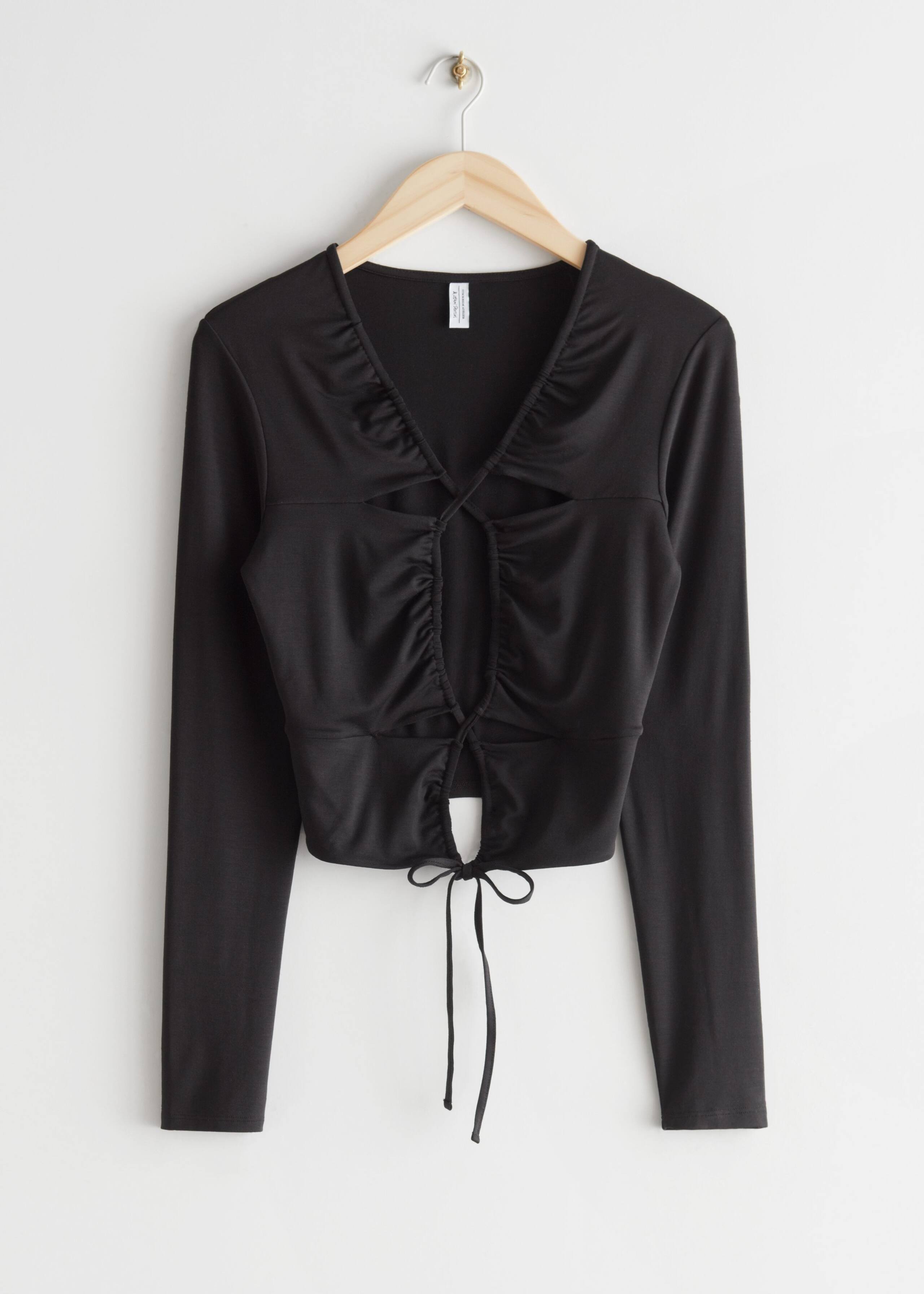 Gathered Keyhole Top - Black - Still Life