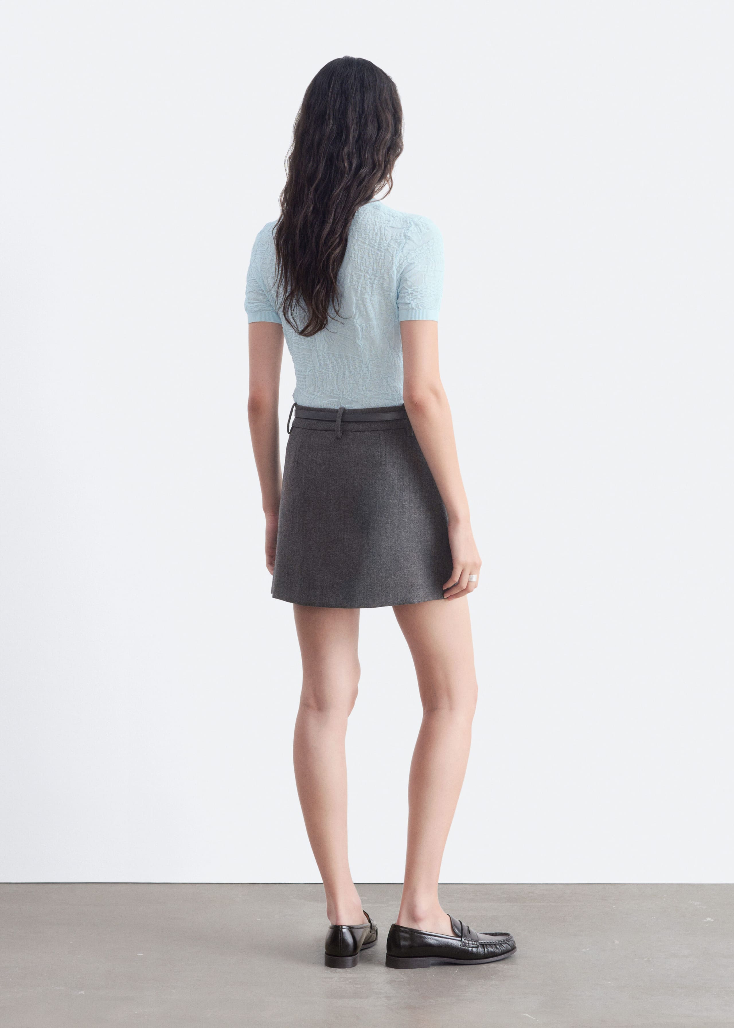 Jacquard Knit T-Shirt - Light Turquoise - Lookbook