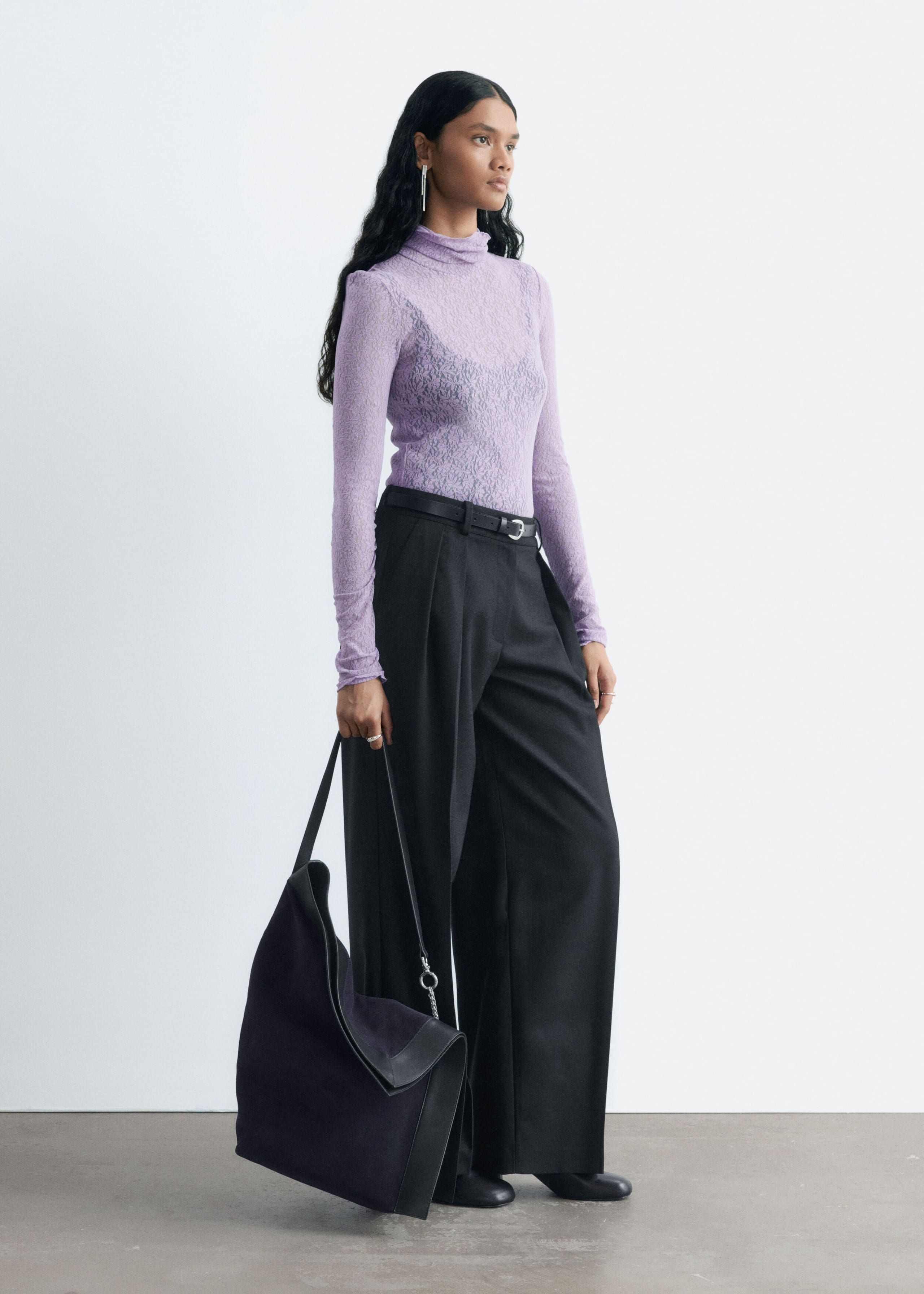 Lace Turtleneck Top - Lilac - Lookbook