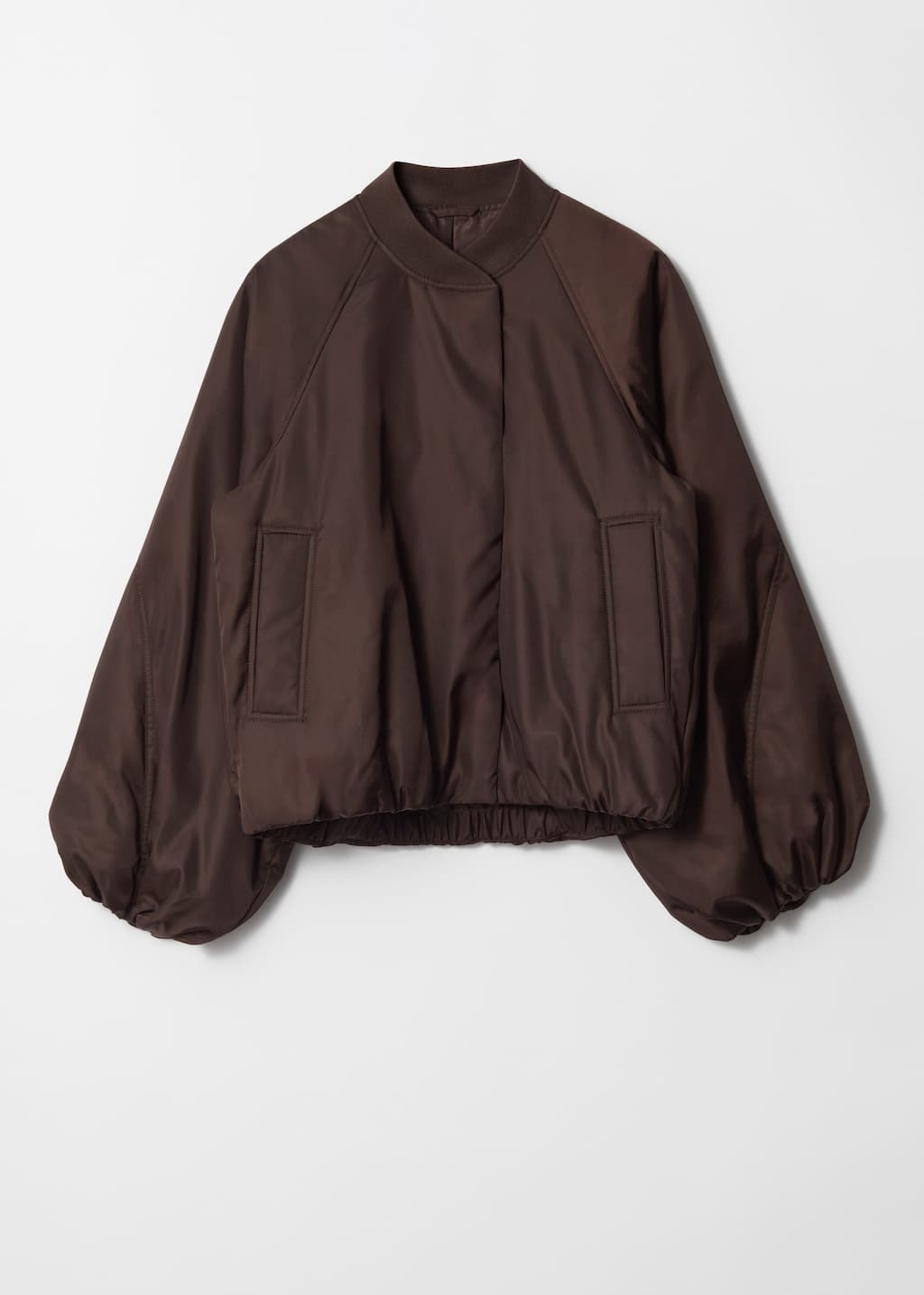 Voluminous-Sleeve Bomber Jacket - Dark Brown - Still Life